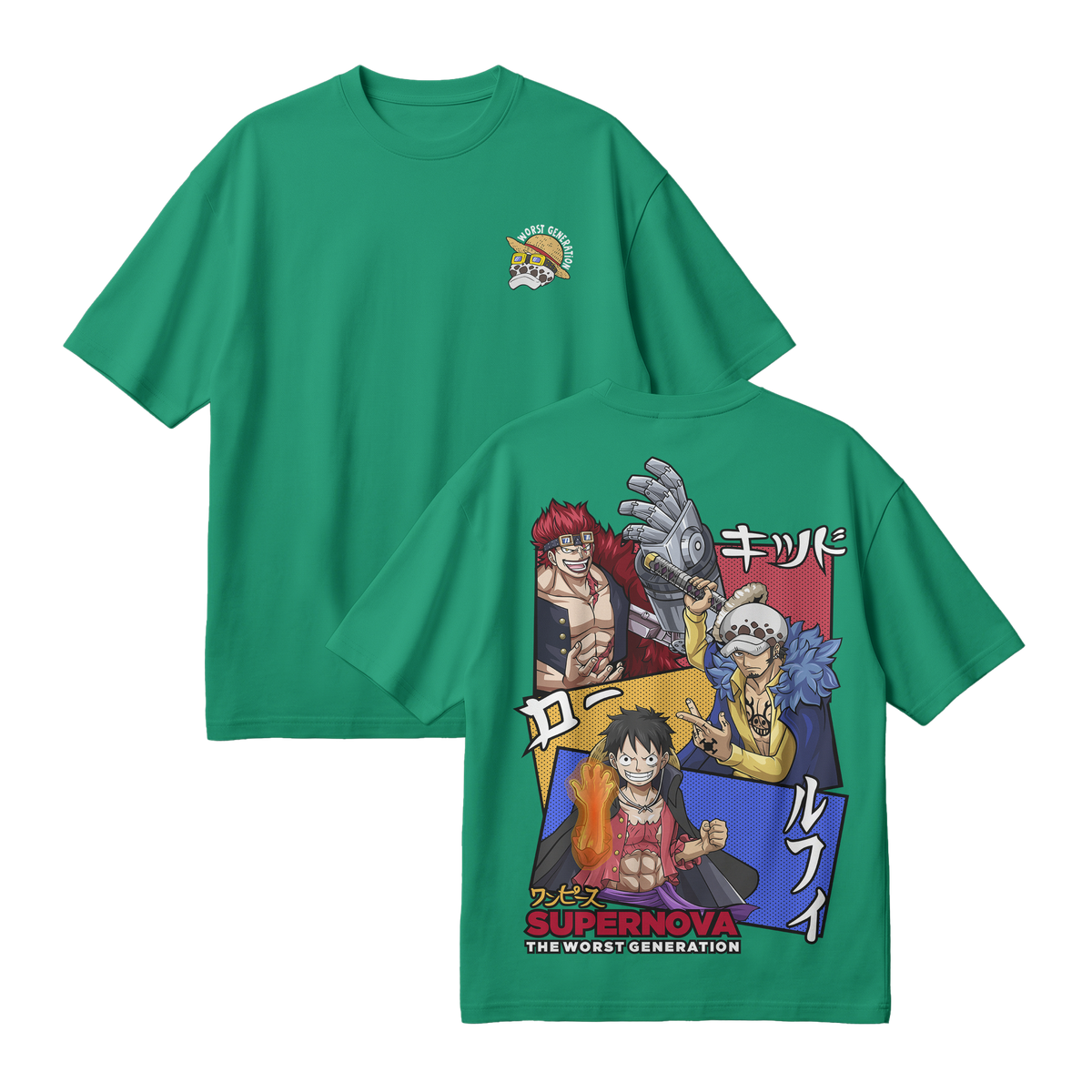 Anime One Piece Supernova The Worst Generation Oversized T-Shirt - RZM007