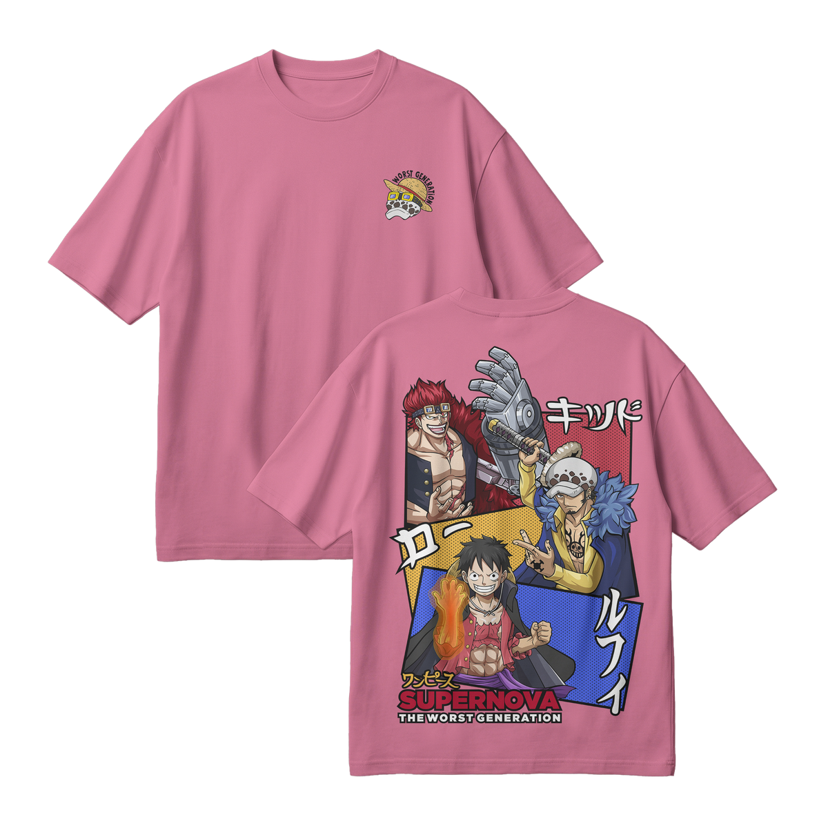 Anime One Piece Supernova The Worst Generation Oversized T-Shirt - RZM007