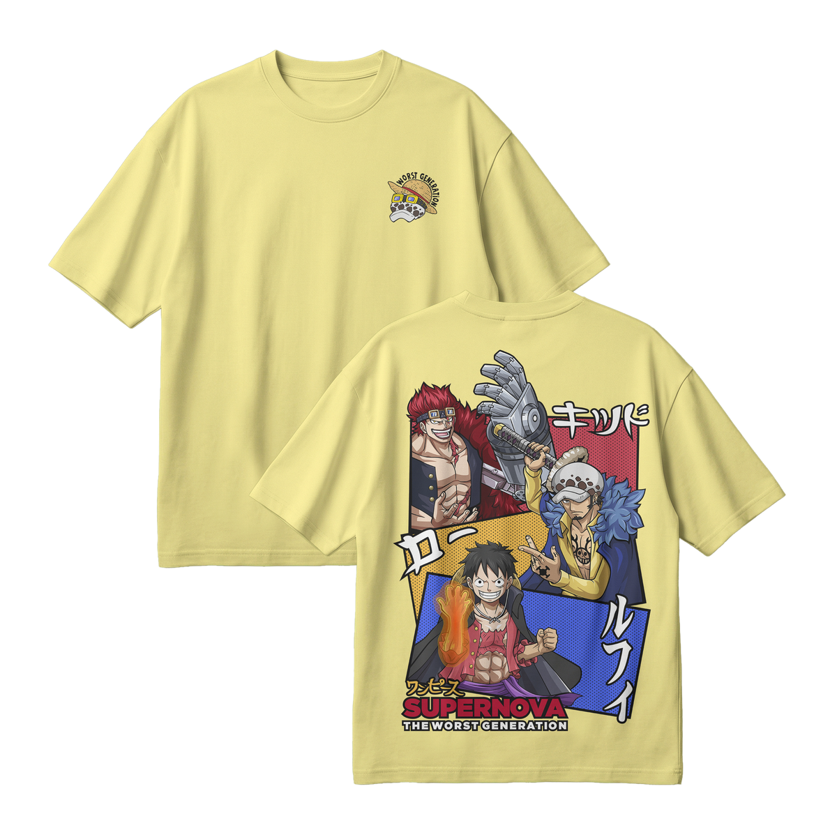 Anime One Piece Supernova The Worst Generation Oversized T-Shirt - RZM007