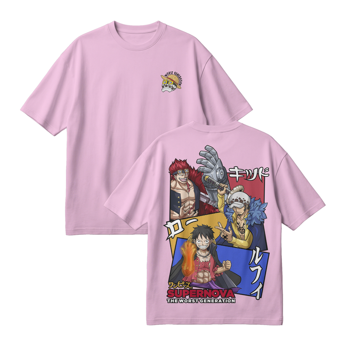 Anime One Piece Supernova The Worst Generation Oversized T-Shirt - RZM007