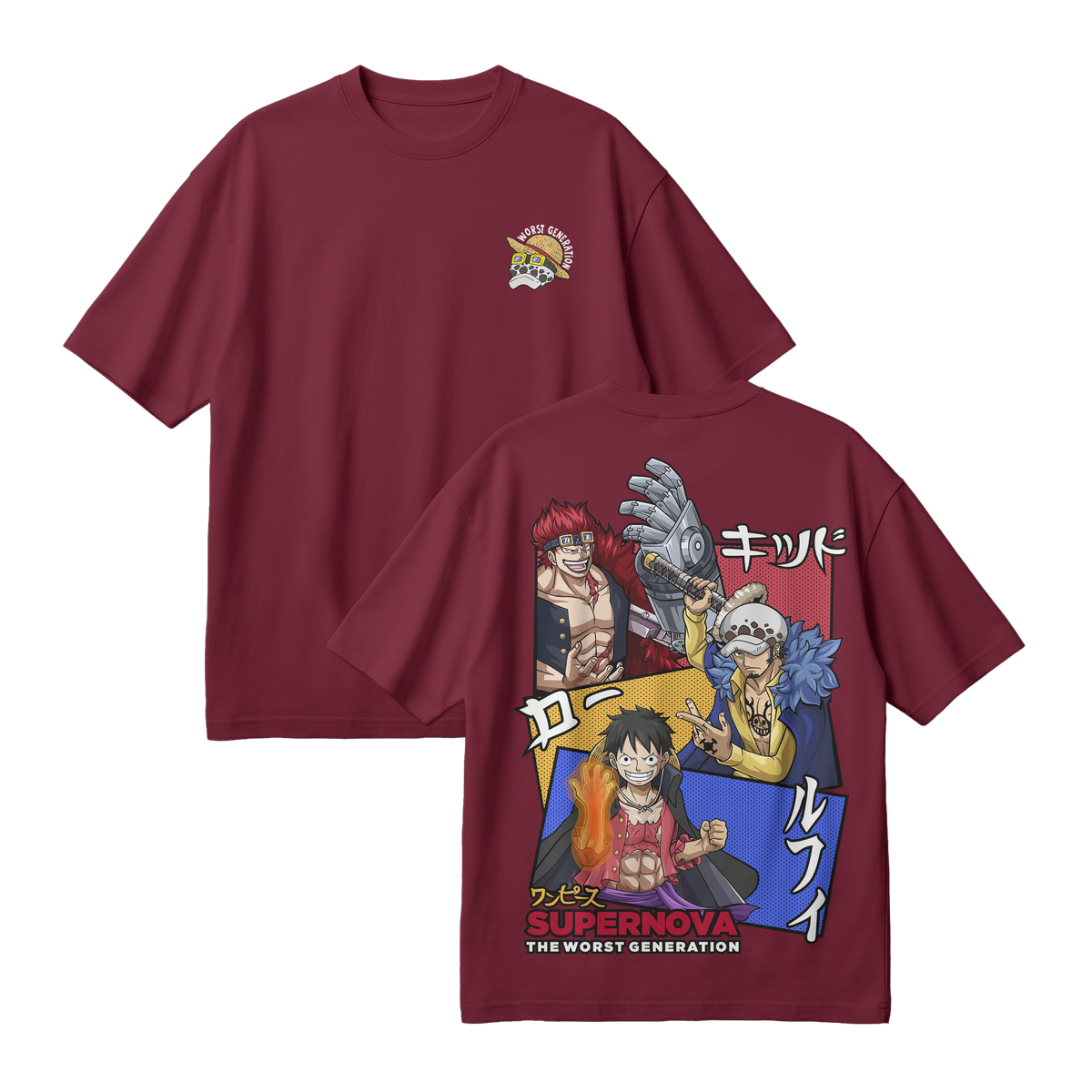 Anime One Piece Supernova The Worst Generation Oversized T-Shirt - RZM007