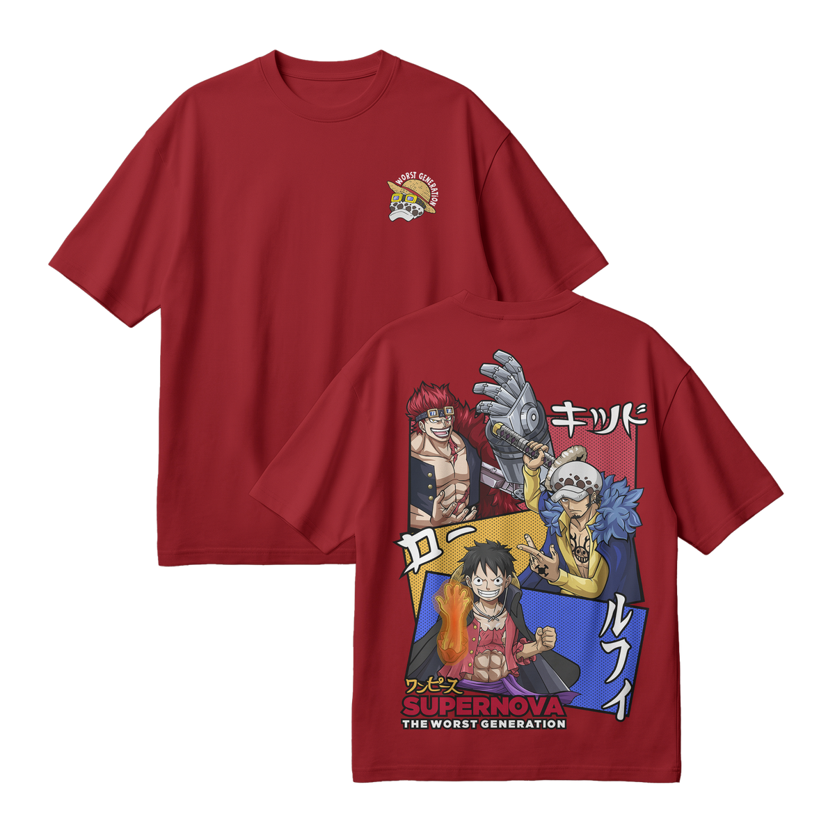 Anime One Piece Supernova The Worst Generation Oversized T-Shirt - RZM007
