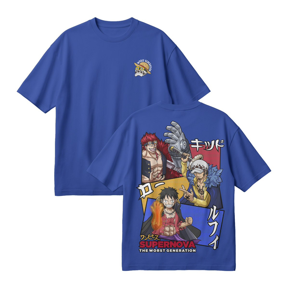 Anime One Piece Supernova The Worst Generation Oversized T-Shirt - RZM007