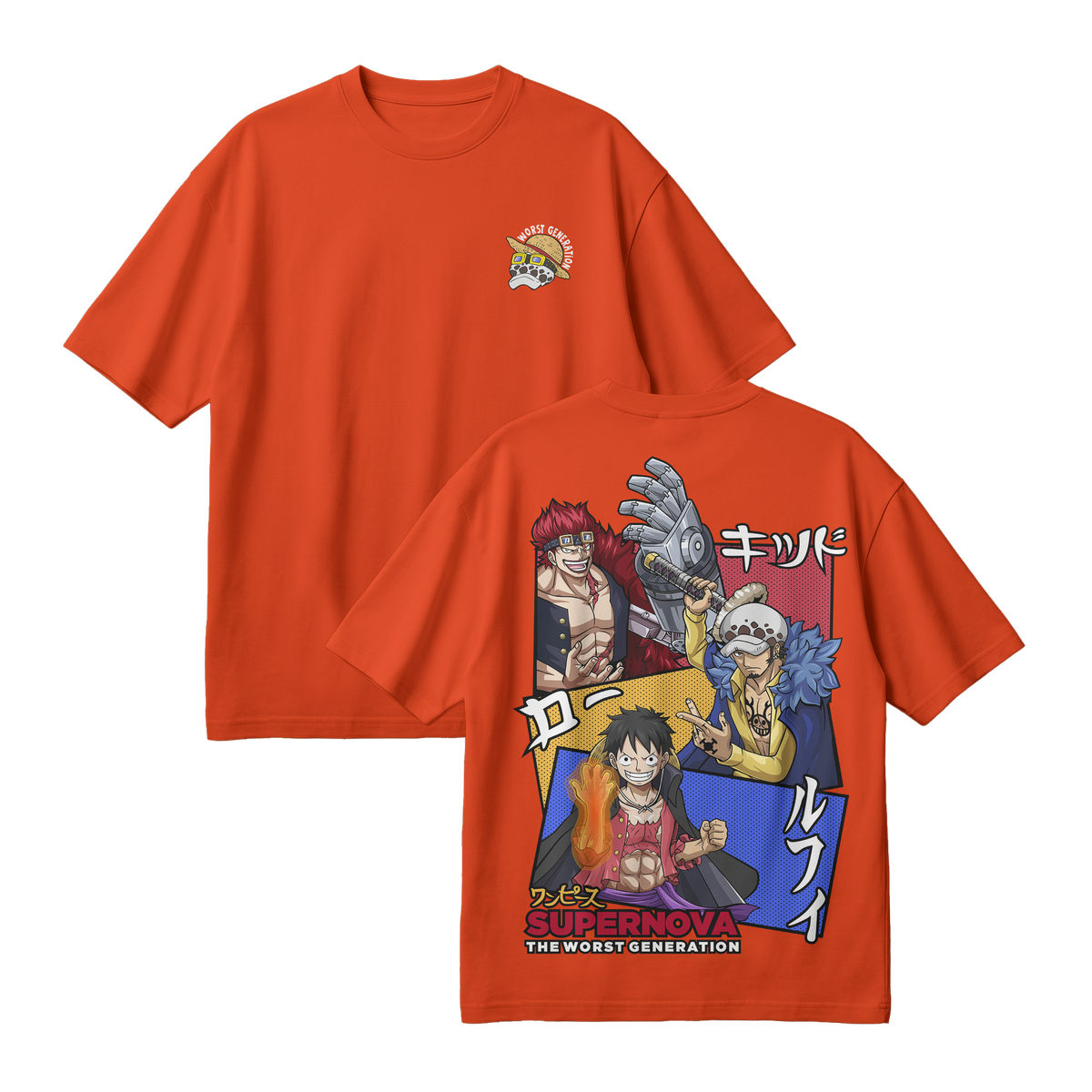 Anime One Piece Supernova The Worst Generation Oversized T-Shirt - RZM007