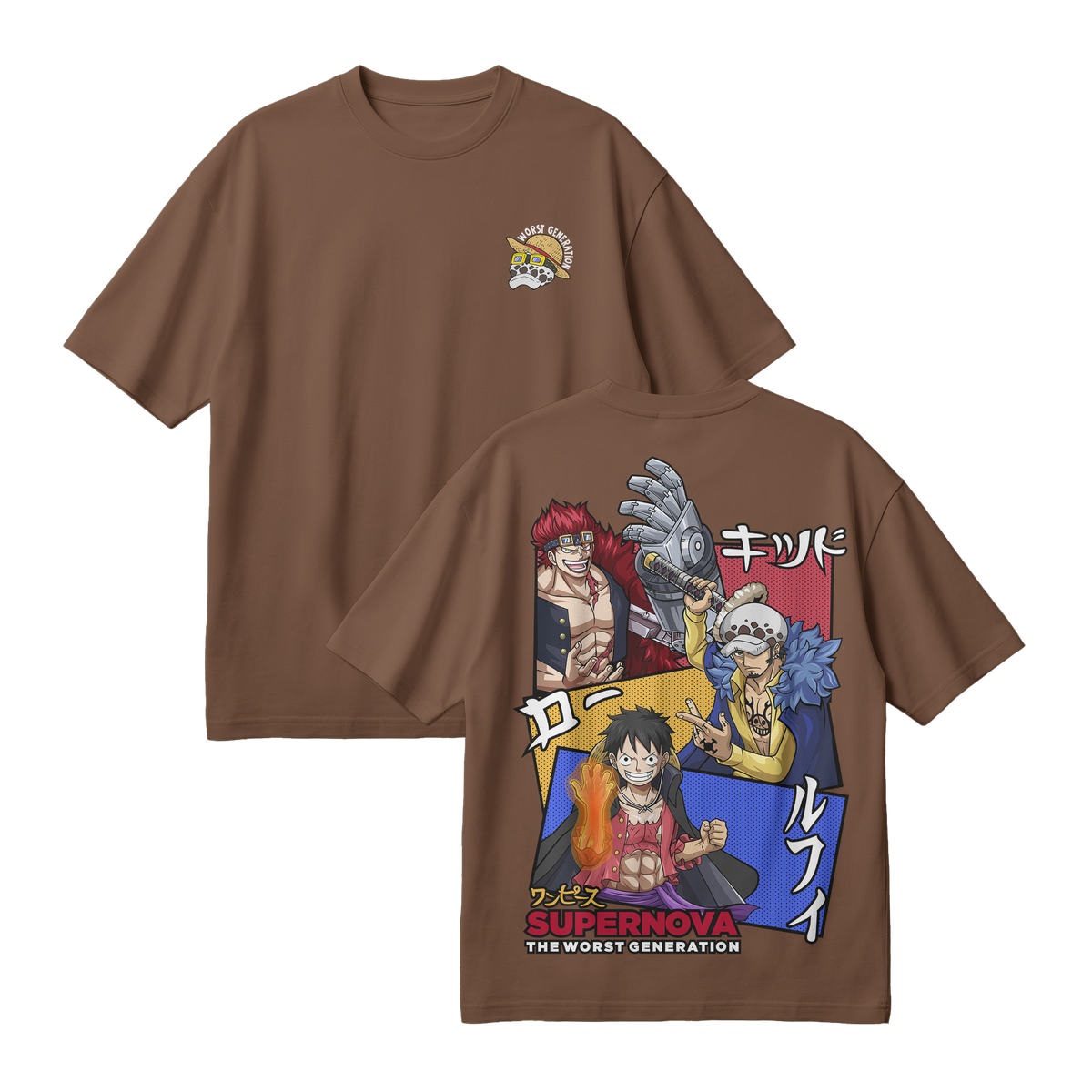 Anime One Piece Supernova The Worst Generation Oversized T-Shirt - RZM007