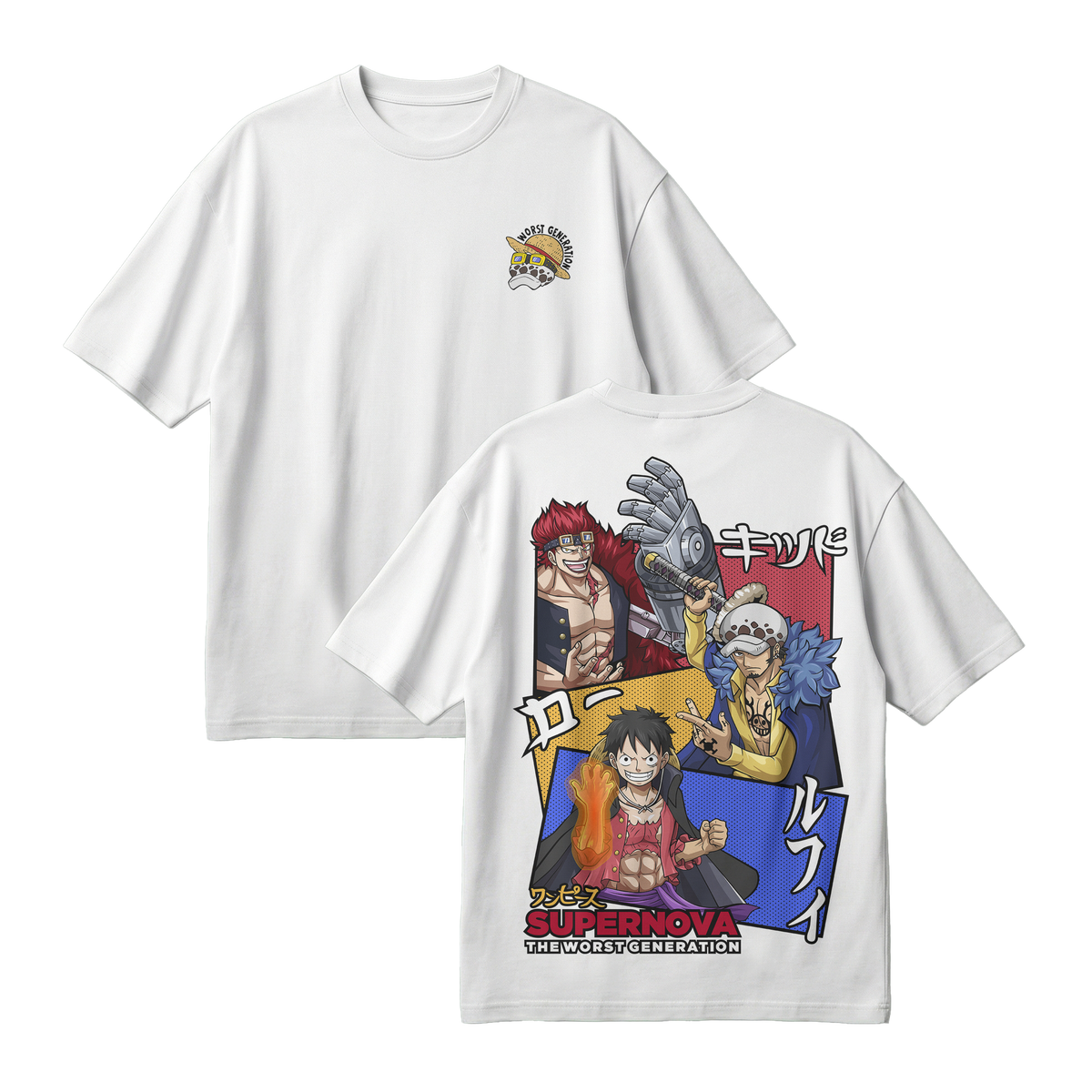 Anime One Piece Supernova The Worst Generation Oversized T-Shirt - RZM007