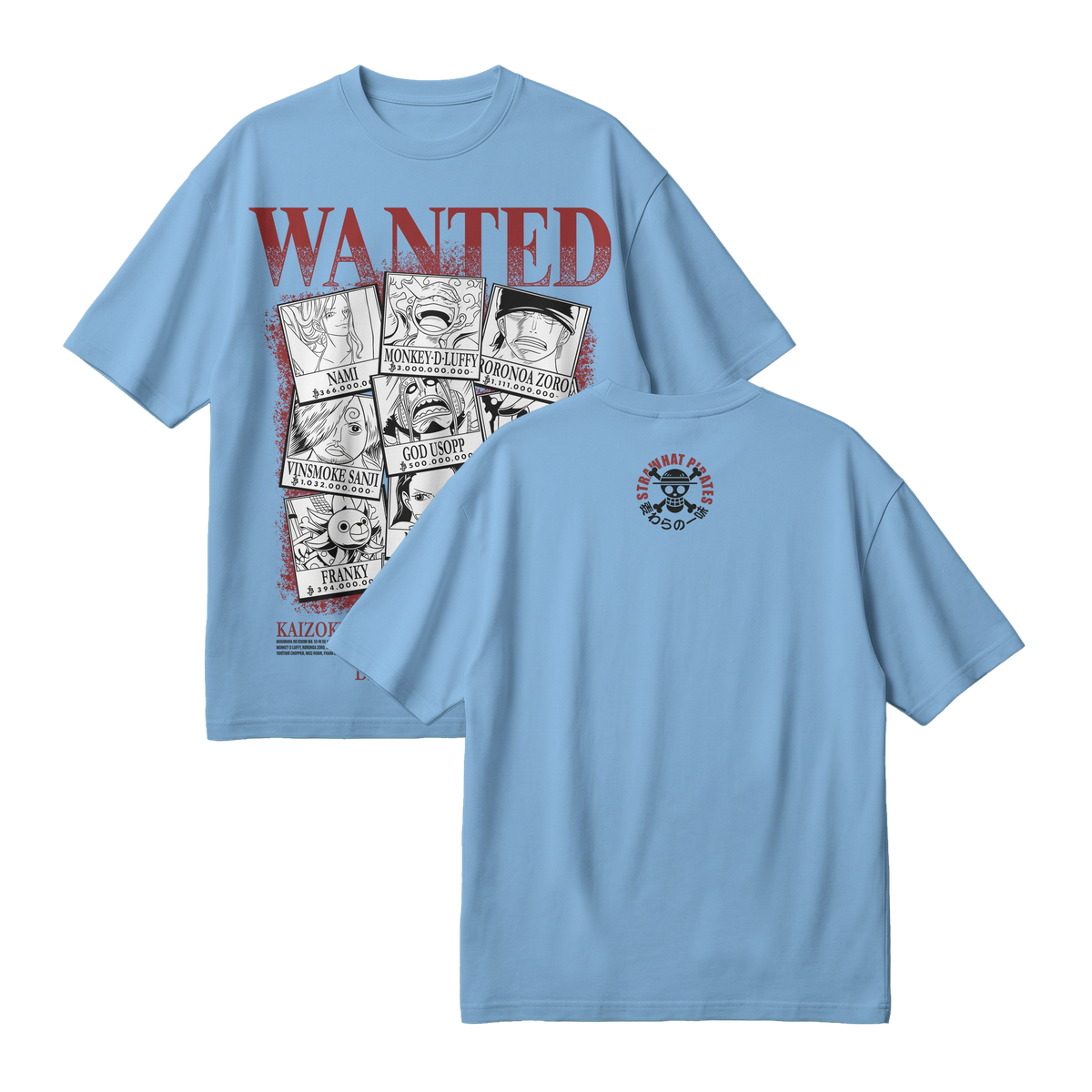 Anime One Piece Wanted Mugiwara Crew Oversized T-Shirt - RZM008