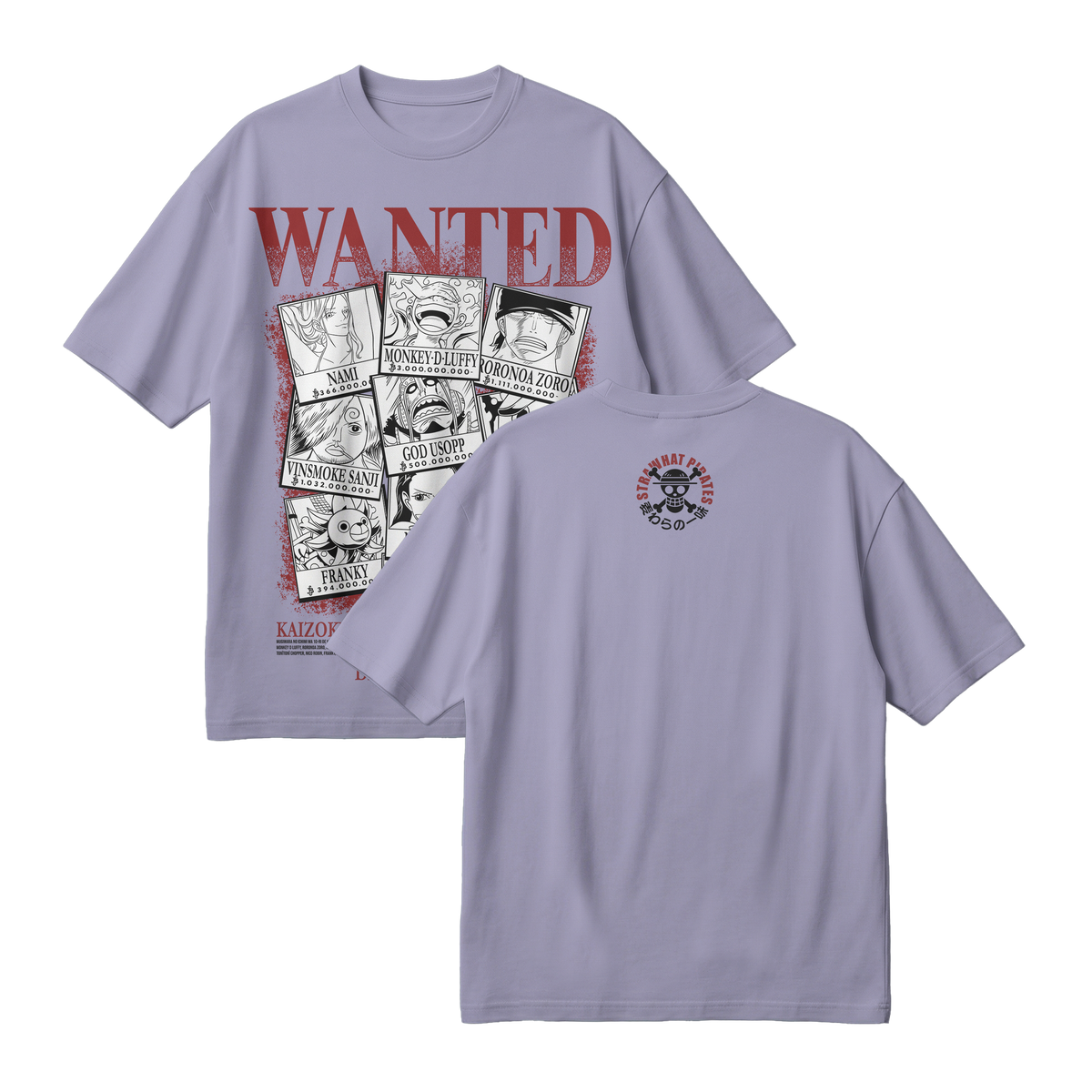 Anime One Piece Wanted Mugiwara Crew Oversized T-Shirt - RZM008