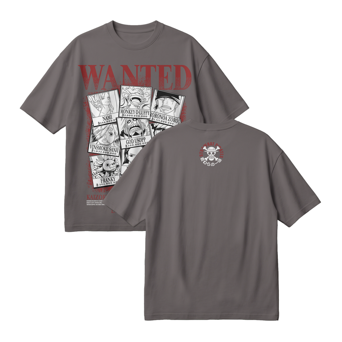Anime One Piece Wanted Mugiwara Crew Oversized T-Shirt - RZM008
