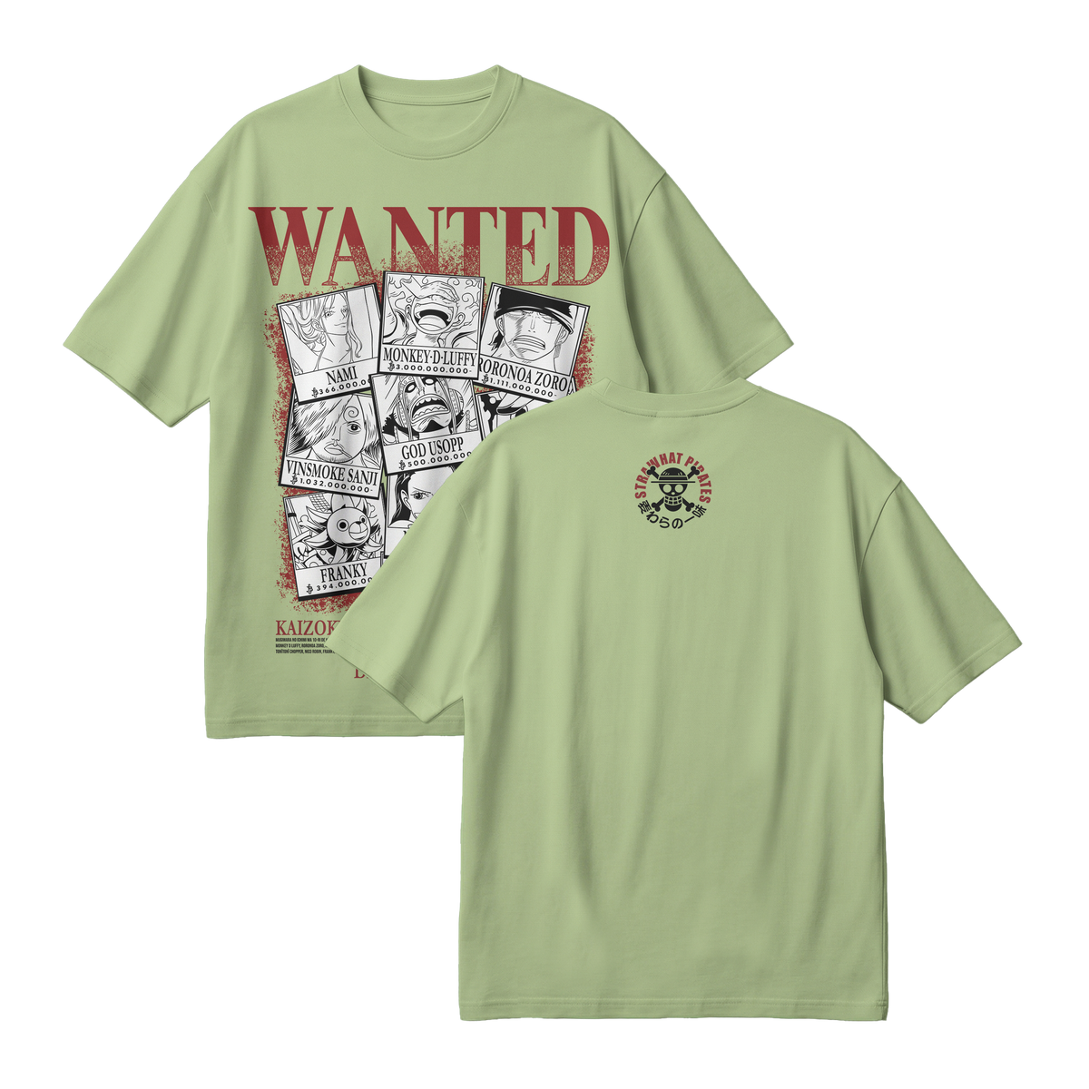 Anime One Piece Wanted Mugiwara Crew Oversized T-Shirt - RZM008
