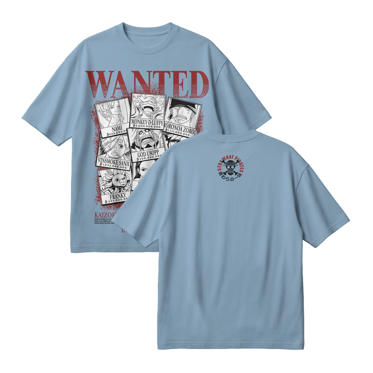 Anime One Piece Wanted Mugiwara Crew Oversized T-Shirt - RZM008