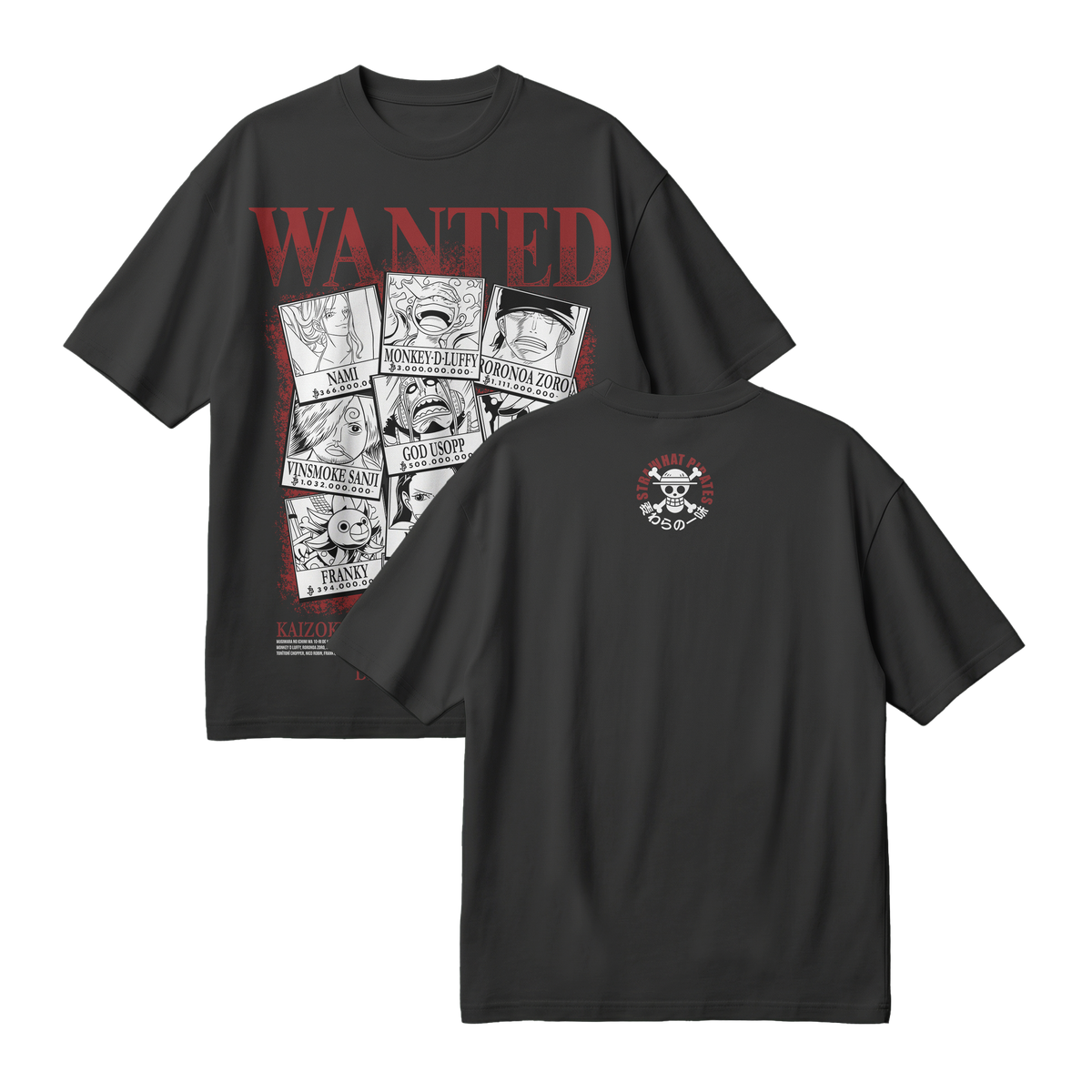 Anime One Piece Wanted Mugiwara Crew Oversized T-Shirt - RZM008