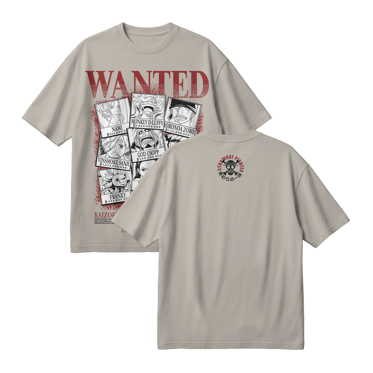 Anime One Piece Wanted Mugiwara Crew Oversized T-Shirt - RZM008