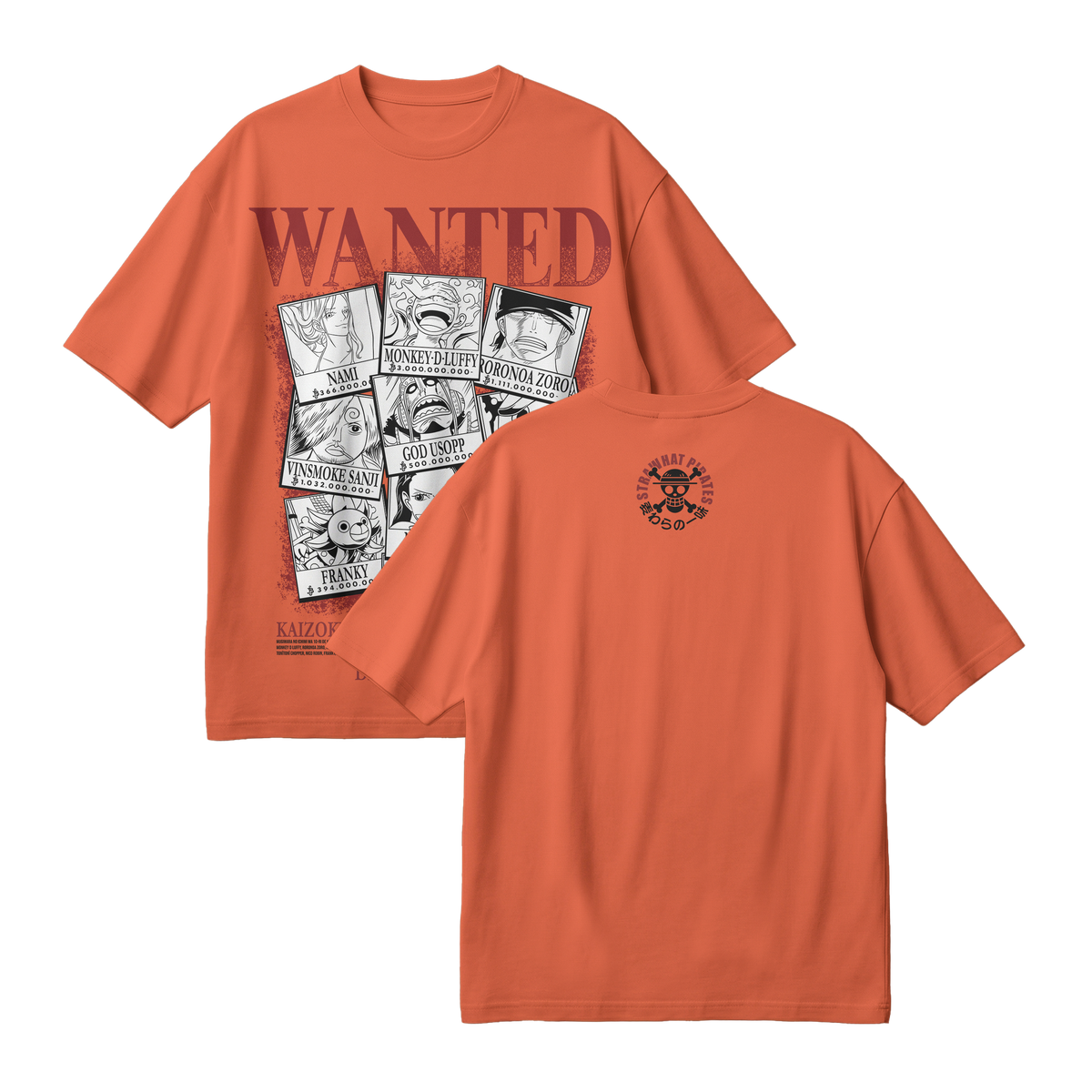 Anime One Piece Wanted Mugiwara Crew Oversized T-Shirt - RZM008
