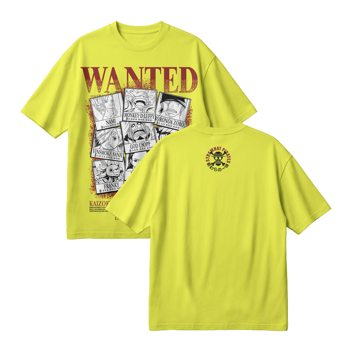 Anime One Piece Wanted Mugiwara Crew Oversized T-Shirt - RZM008