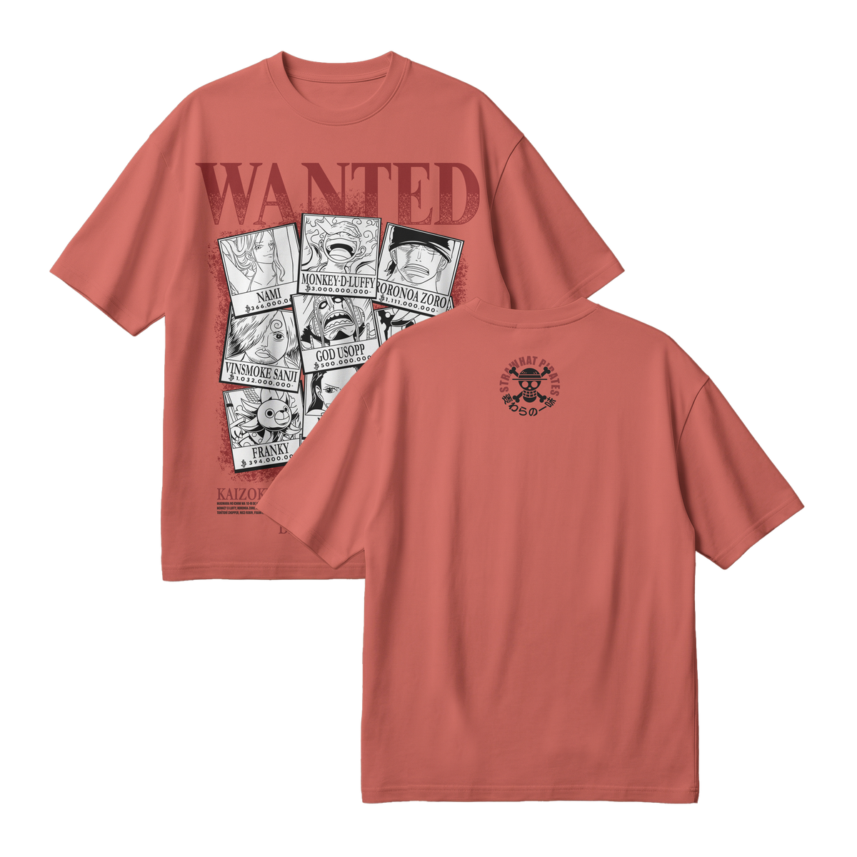 Anime One Piece Wanted Mugiwara Crew Oversized T-Shirt - RZM008