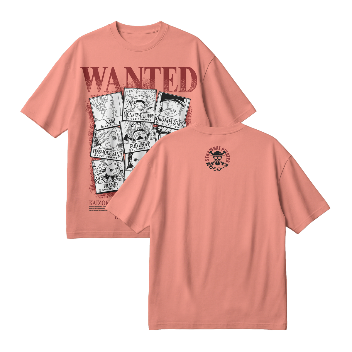 Anime One Piece Wanted Mugiwara Crew Oversized T-Shirt - RZM008