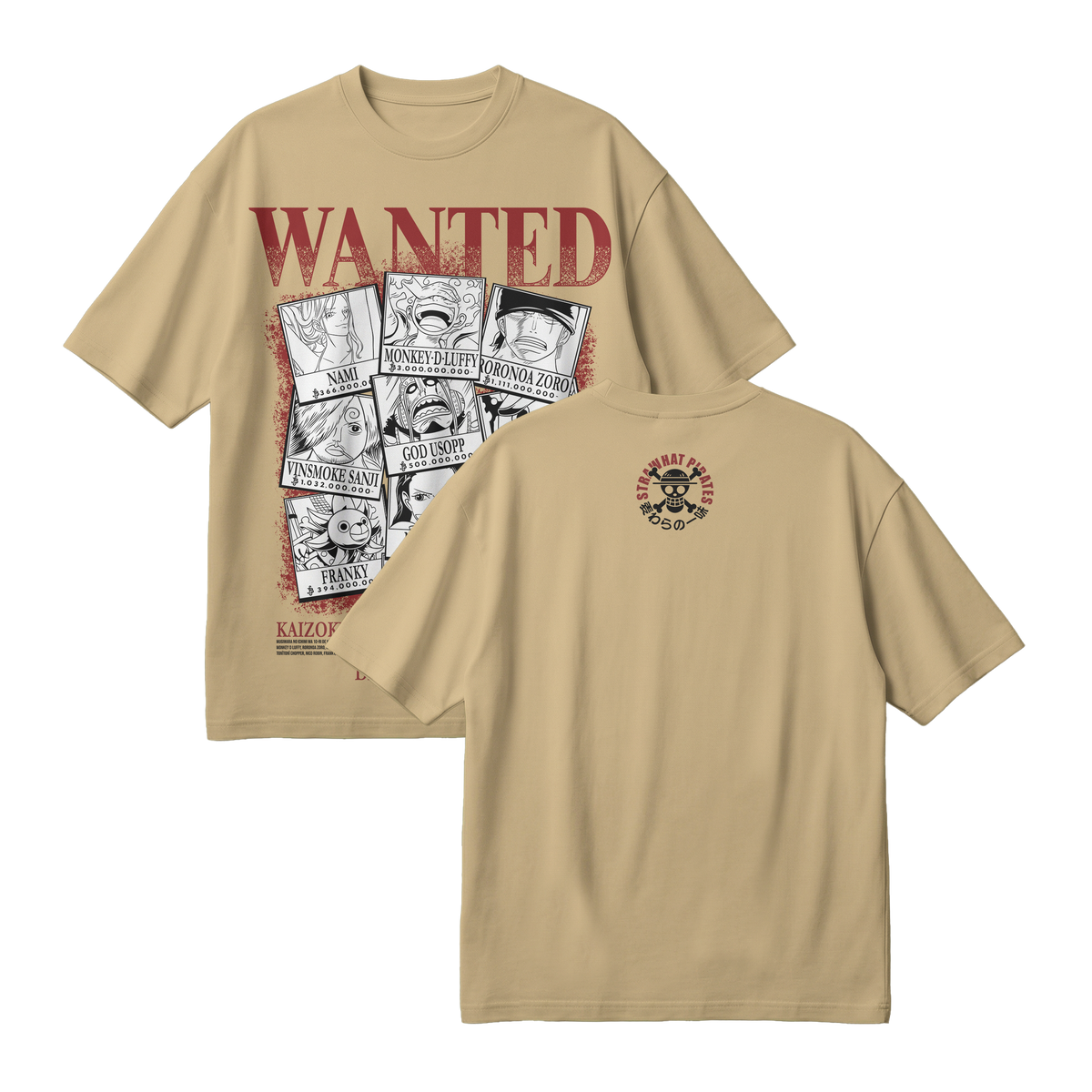 Anime One Piece Wanted Mugiwara Crew Oversized T-Shirt - RZM008