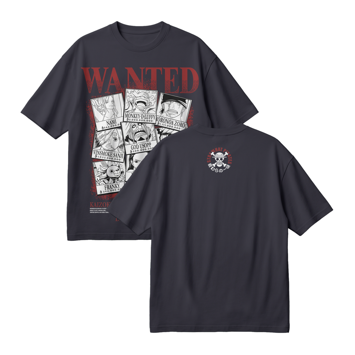 Anime One Piece Wanted Mugiwara Crew Oversized T-Shirt - RZM008