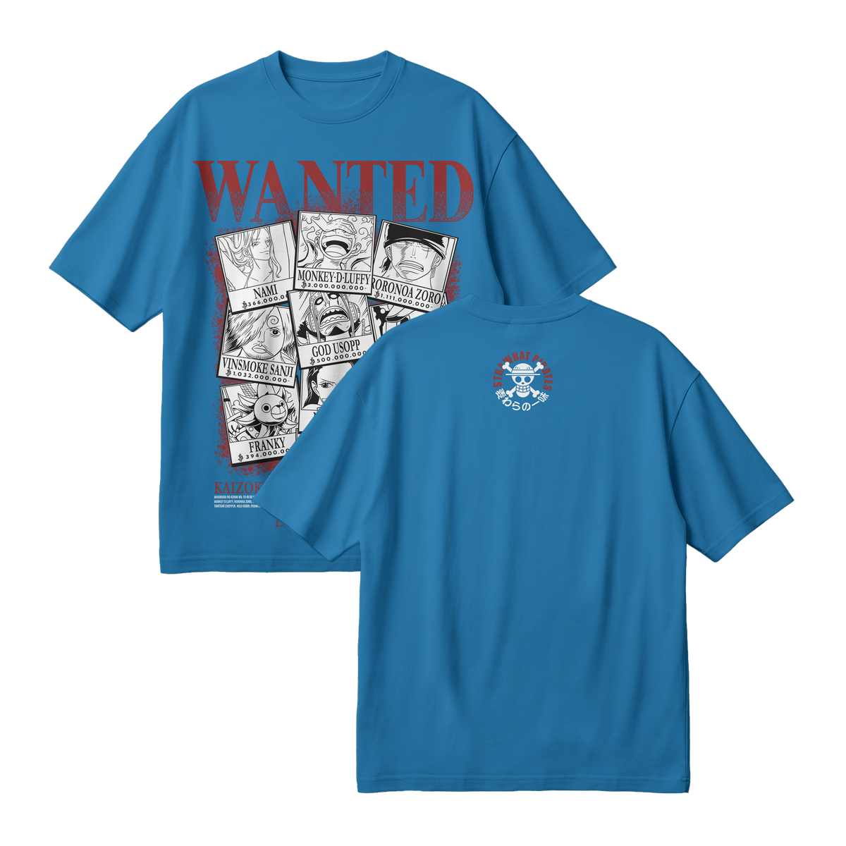 Anime One Piece Wanted Mugiwara Crew Oversized T-Shirt - RZM008