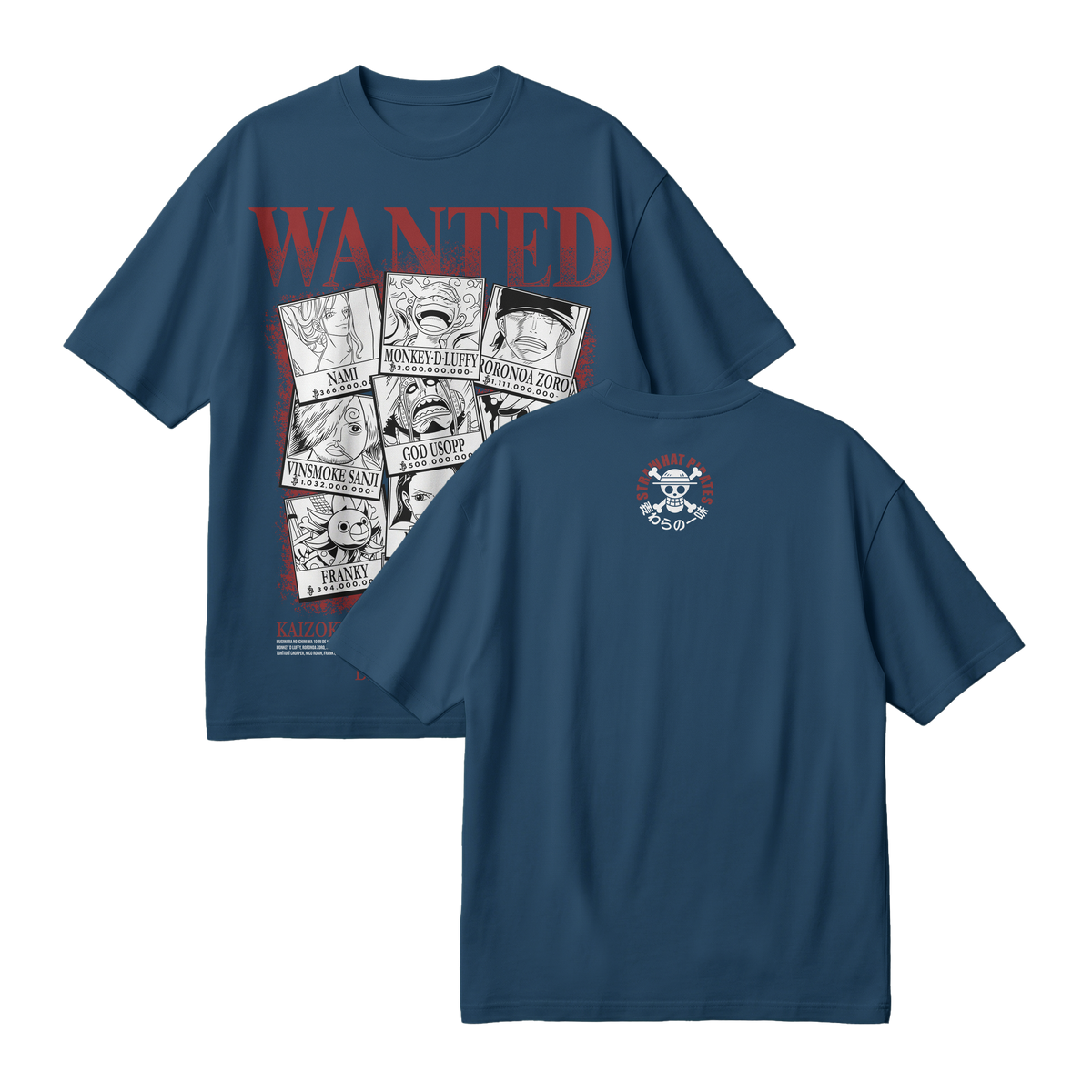 Anime One Piece Wanted Mugiwara Crew Oversized T-Shirt - RZM008