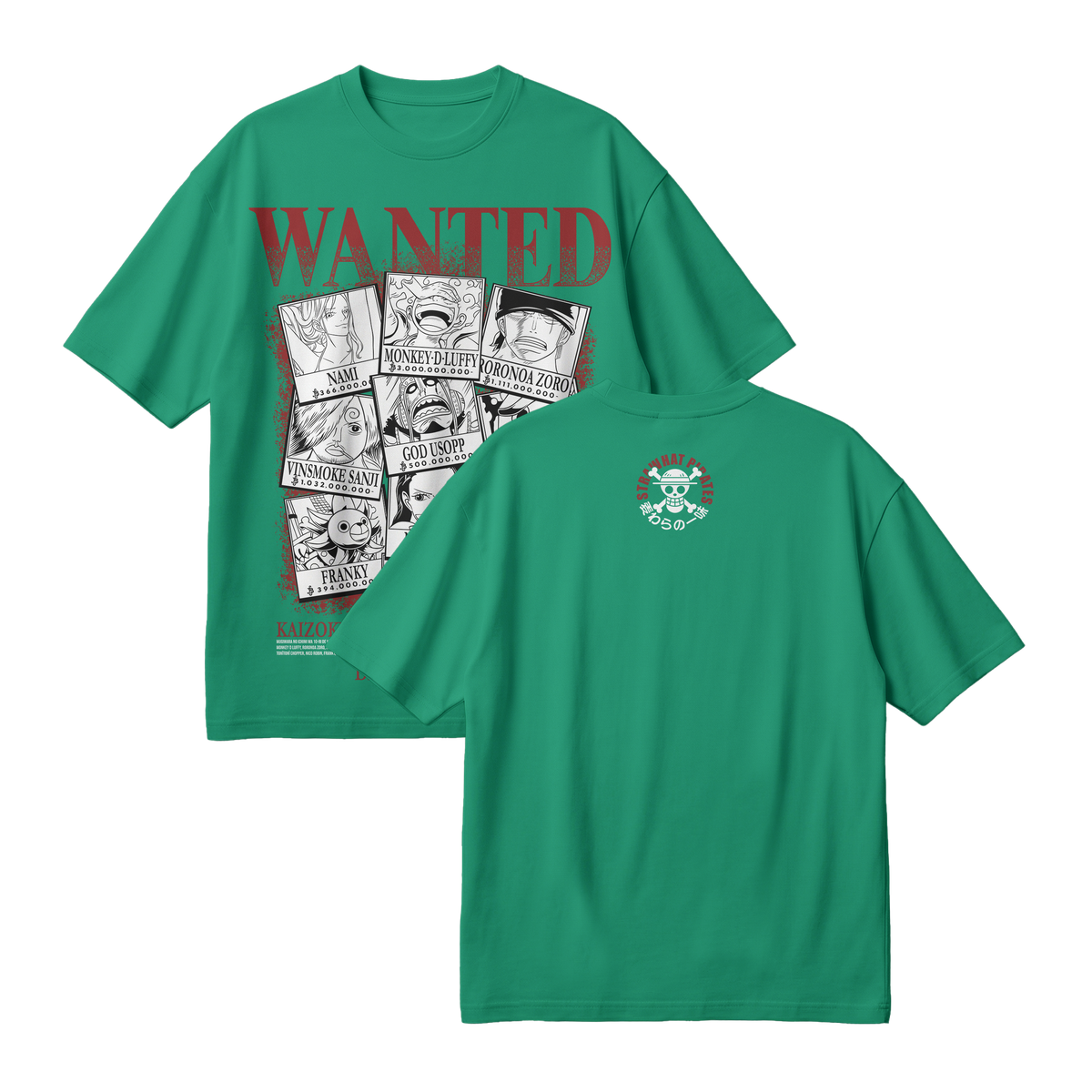 Anime One Piece Wanted Mugiwara Crew Oversized T-Shirt - RZM008