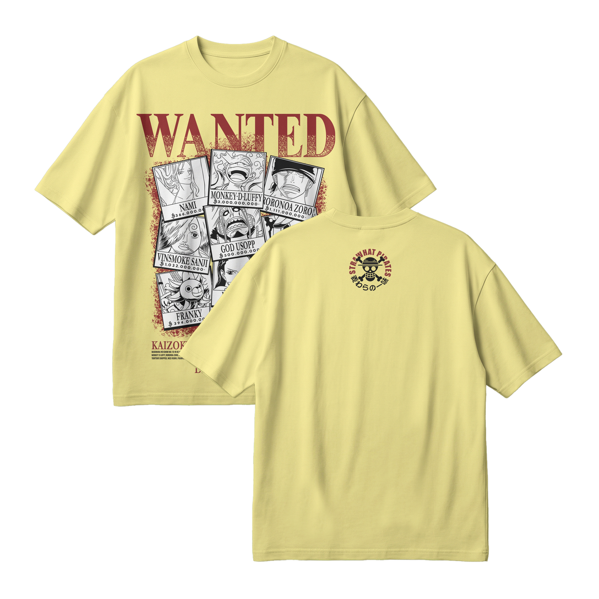 Anime One Piece Wanted Mugiwara Crew Oversized T-Shirt - RZM008