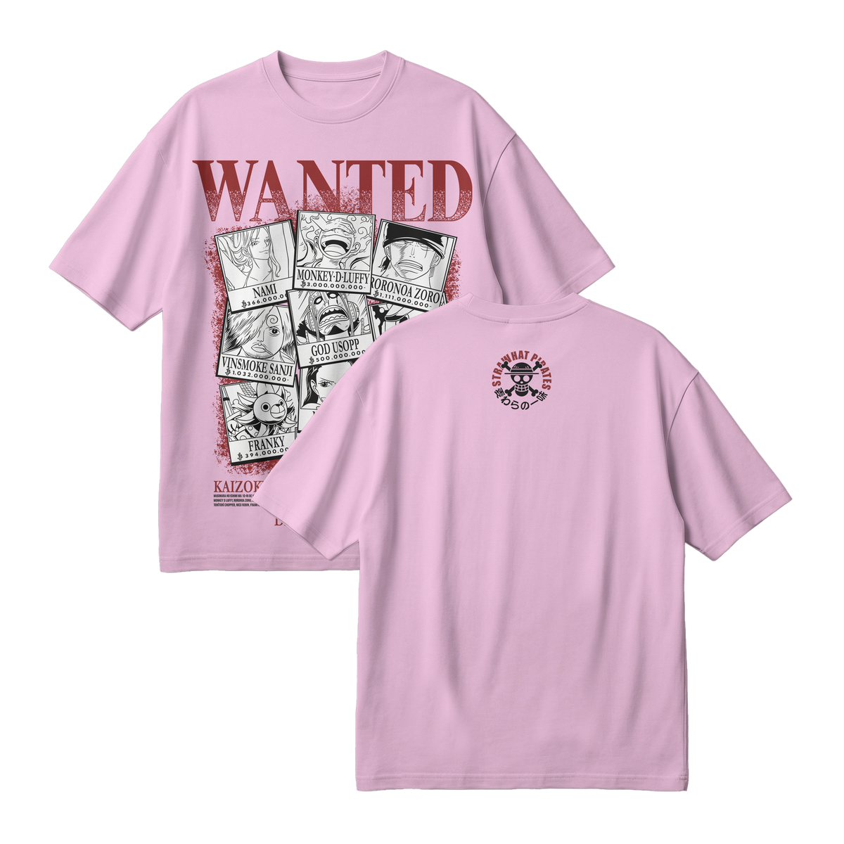 Anime One Piece Wanted Mugiwara Crew Oversized T-Shirt - RZM008