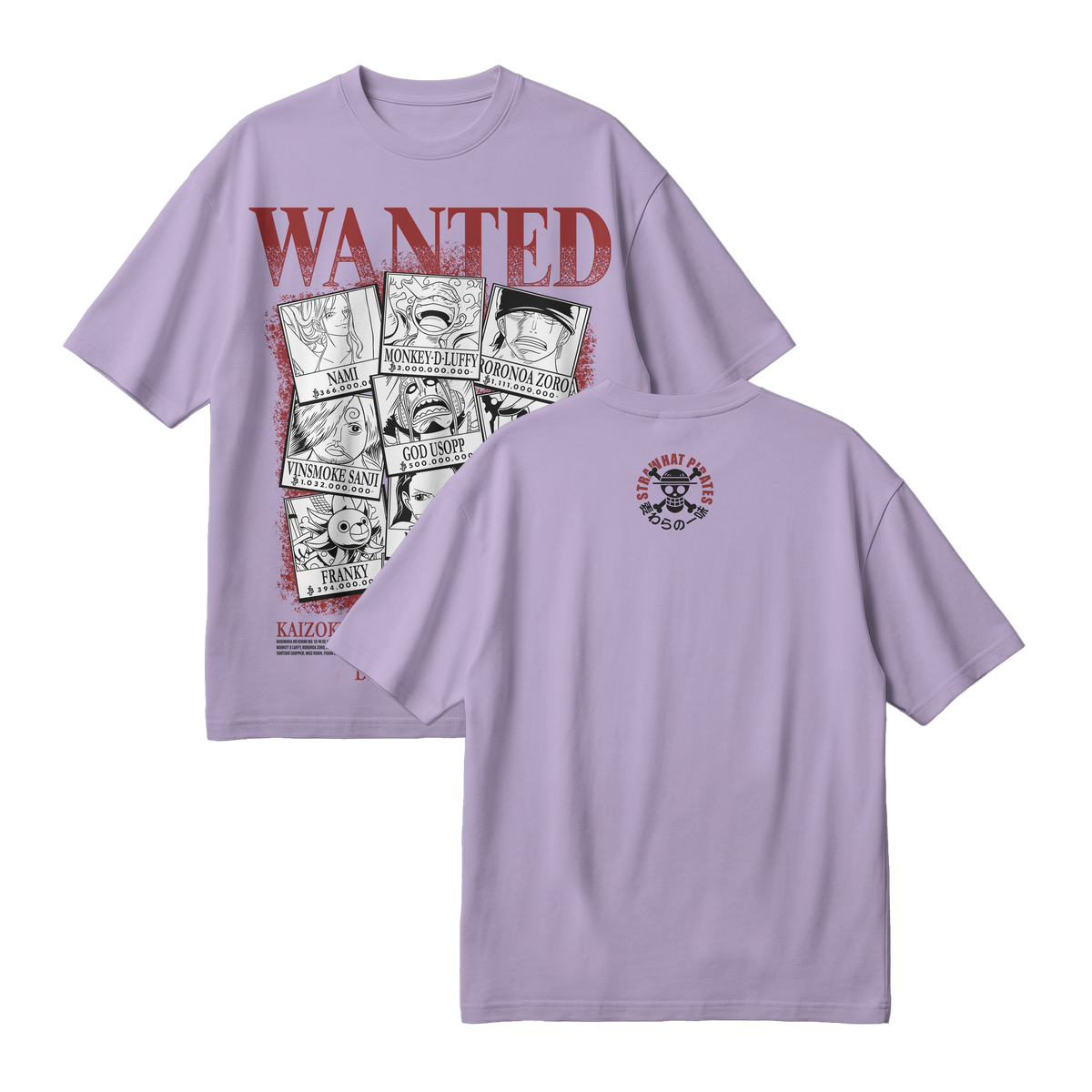 Anime One Piece Wanted Mugiwara Crew Oversized T-Shirt - RZM008