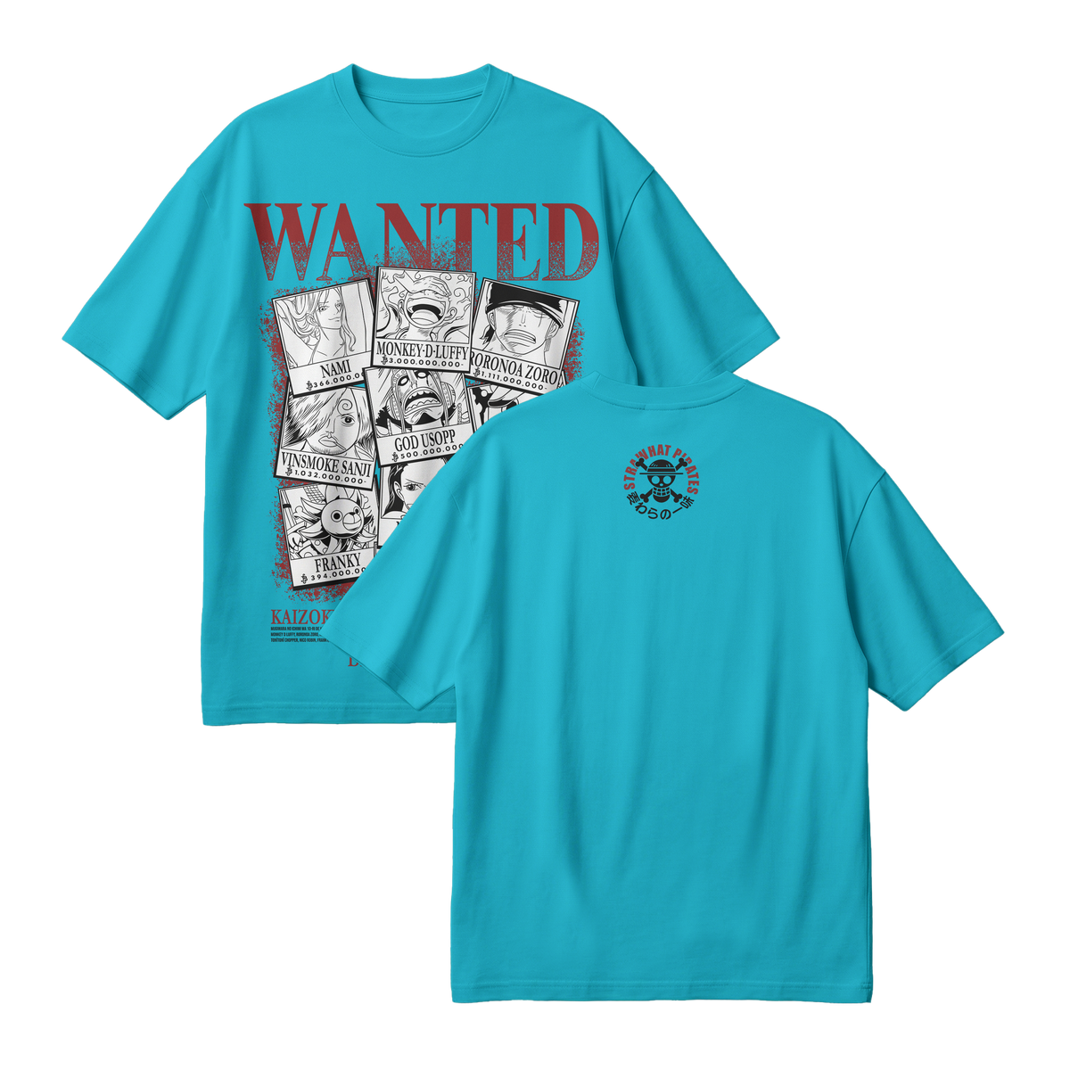 Anime One Piece Wanted Mugiwara Crew Oversized T-Shirt - RZM008