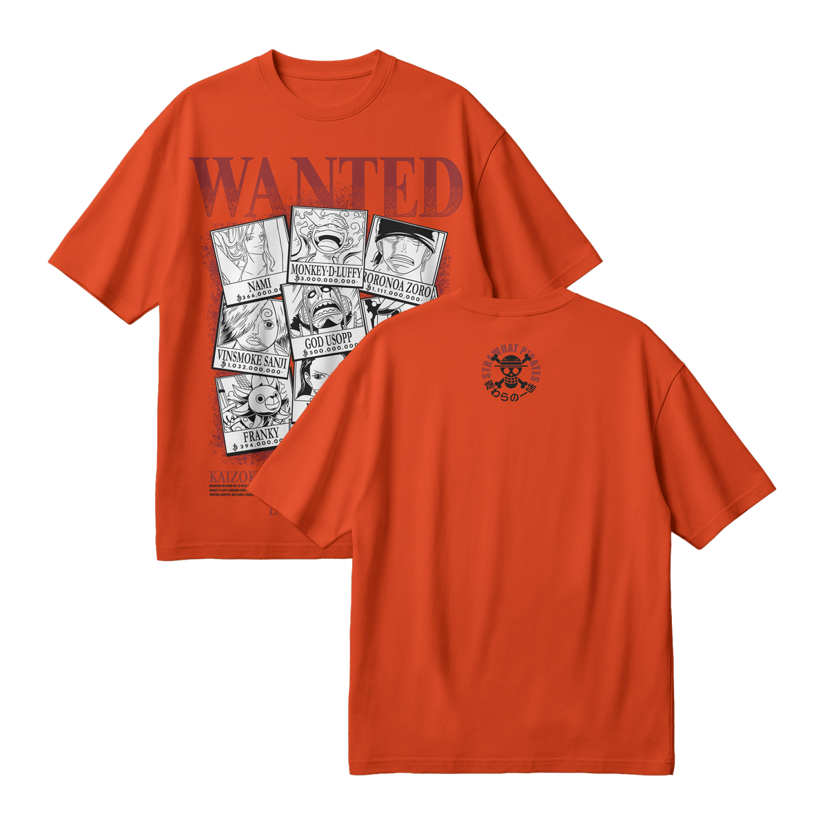 Anime One Piece Wanted Mugiwara Crew Oversized T-Shirt - RZM008