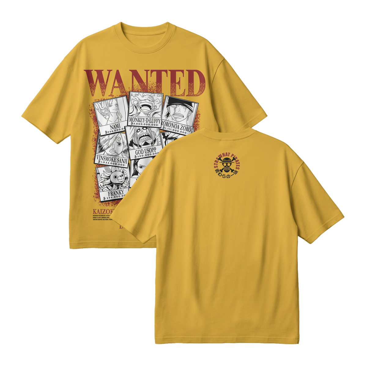Anime One Piece Wanted Mugiwara Crew Oversized T-Shirt - RZM008