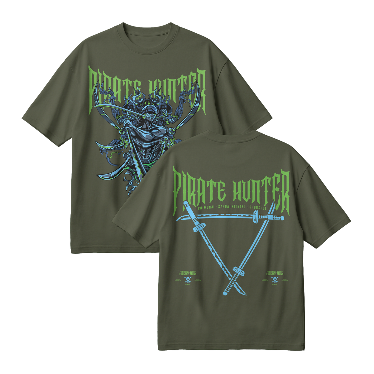 Anime One Piece Roronoa Zoro Pirates Hunter Oversized T-Shirt - RZM010