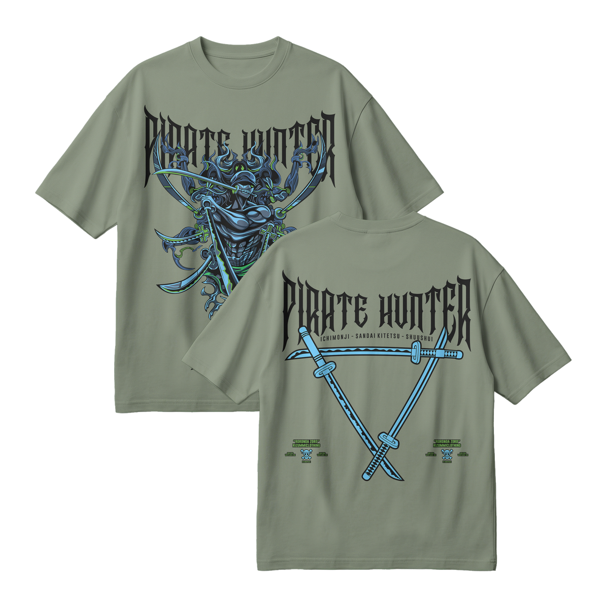 Anime One Piece Roronoa Zoro Pirates Hunter Oversized T-Shirt - RZM010