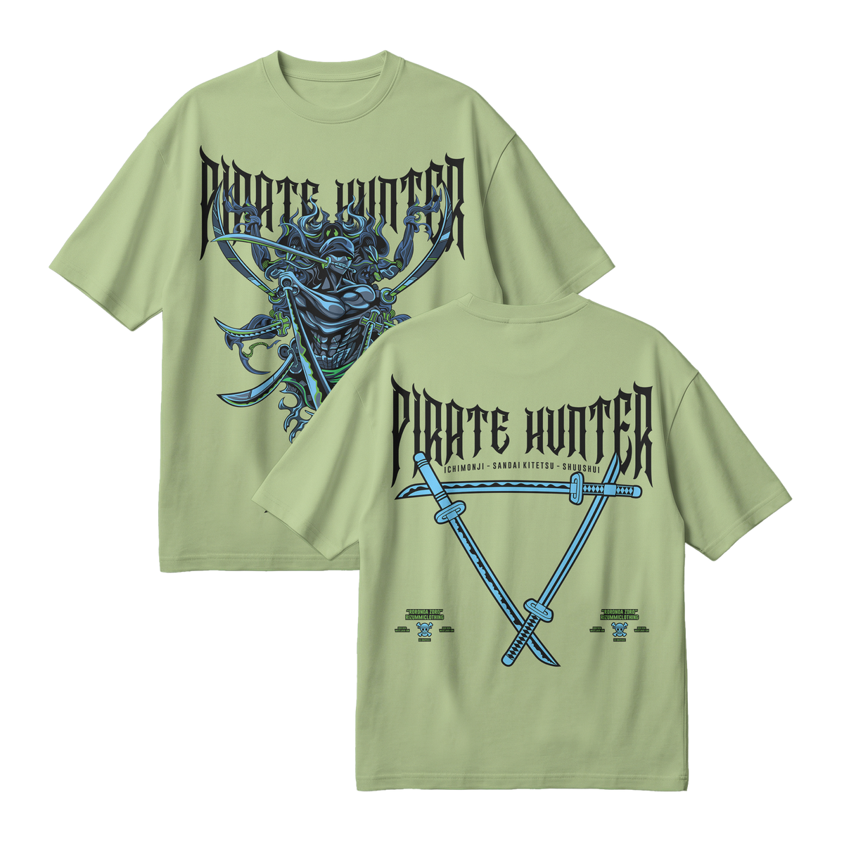 Anime One Piece Roronoa Zoro Pirates Hunter Oversized T-Shirt - RZM010