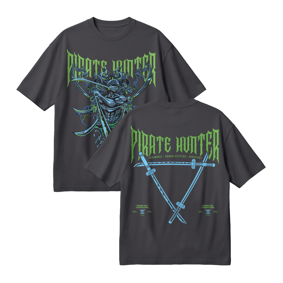Anime One Piece Roronoa Zoro Pirates Hunter Oversized T-Shirt - RZM010