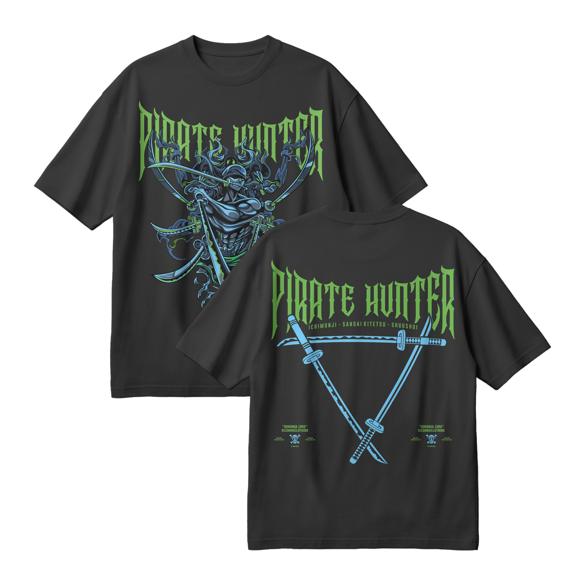 Anime One Piece Roronoa Zoro Pirates Hunter Oversized T-Shirt - RZM010