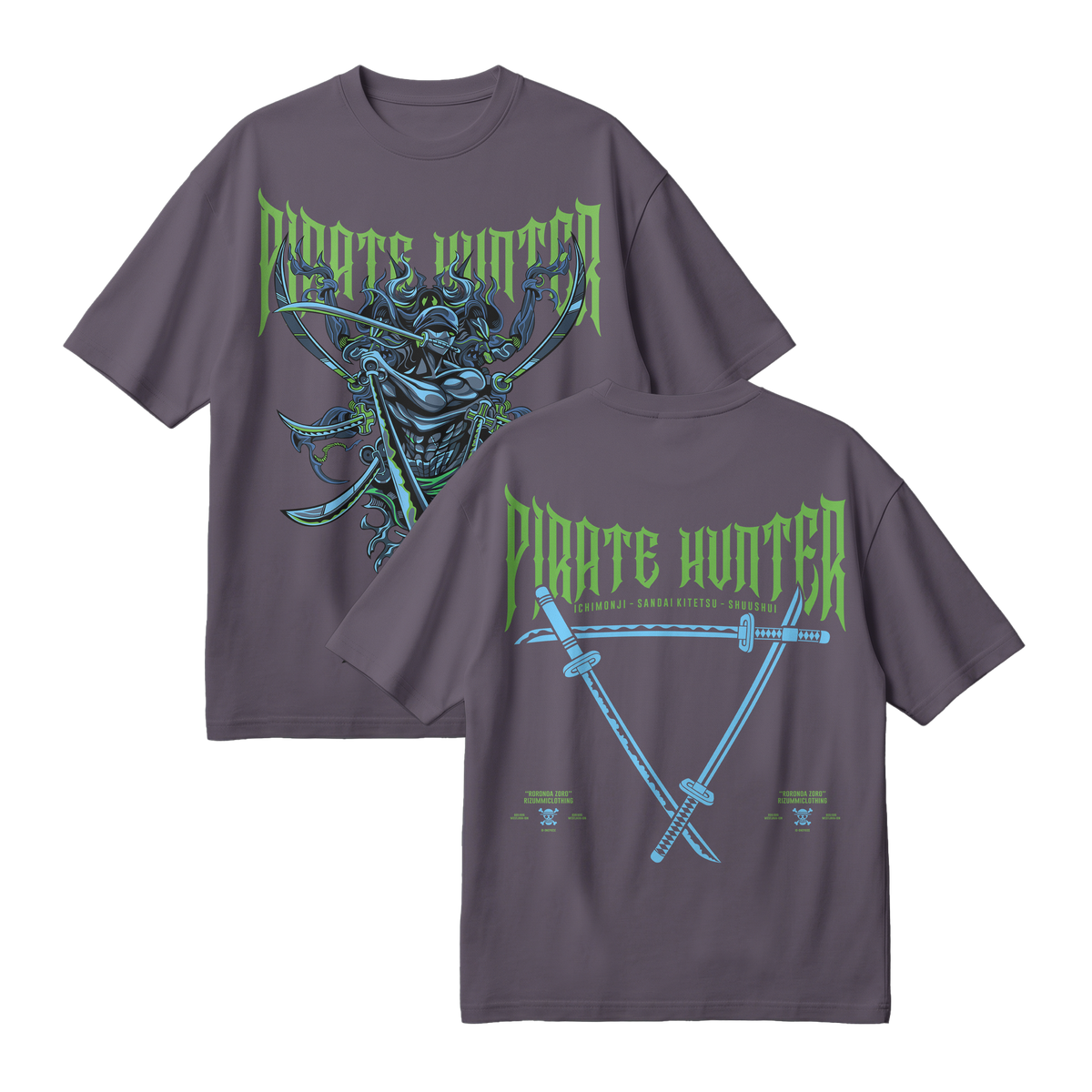 Anime One Piece Roronoa Zoro Pirates Hunter Oversized T-Shirt - RZM010