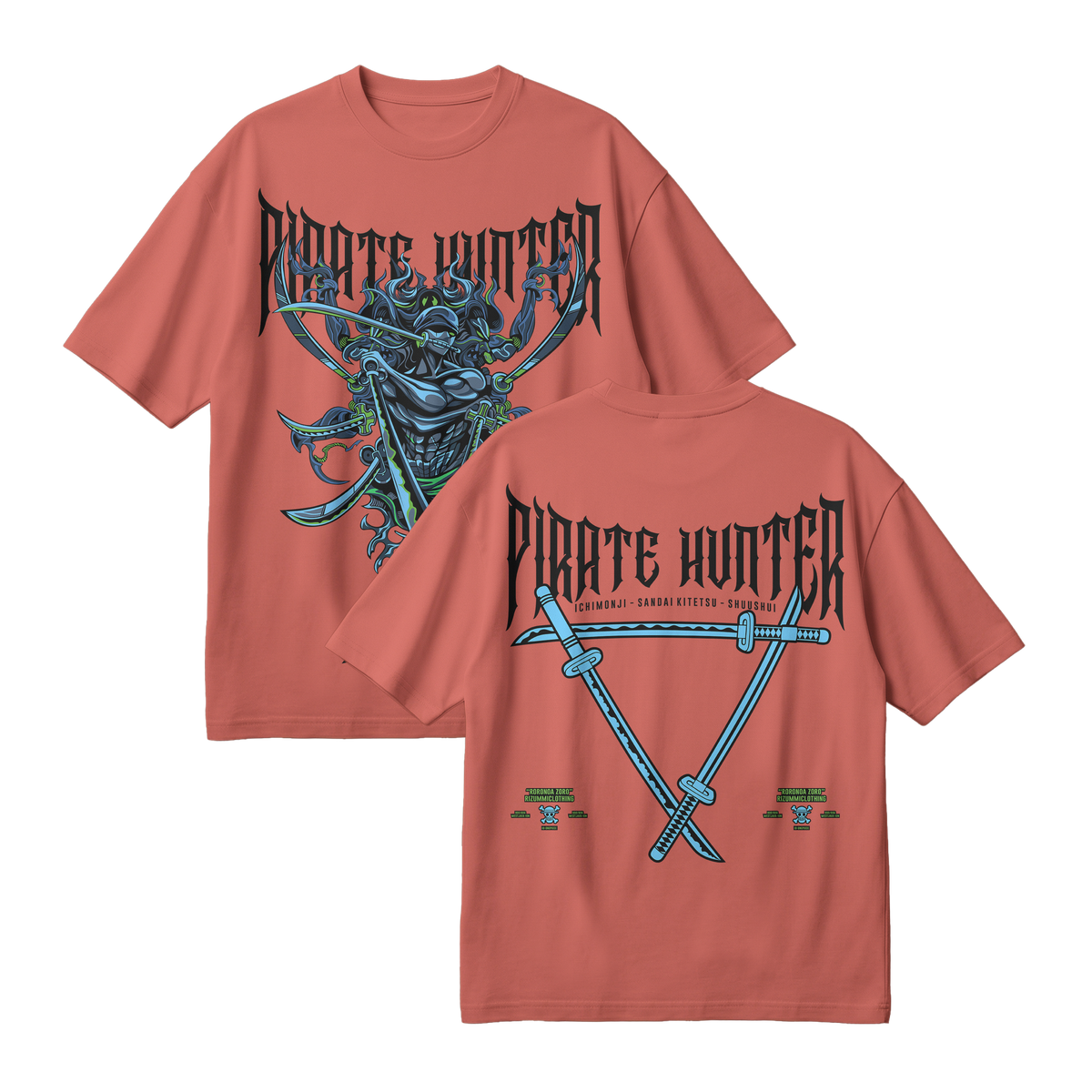 Anime One Piece Roronoa Zoro Pirates Hunter Oversized T-Shirt - RZM010
