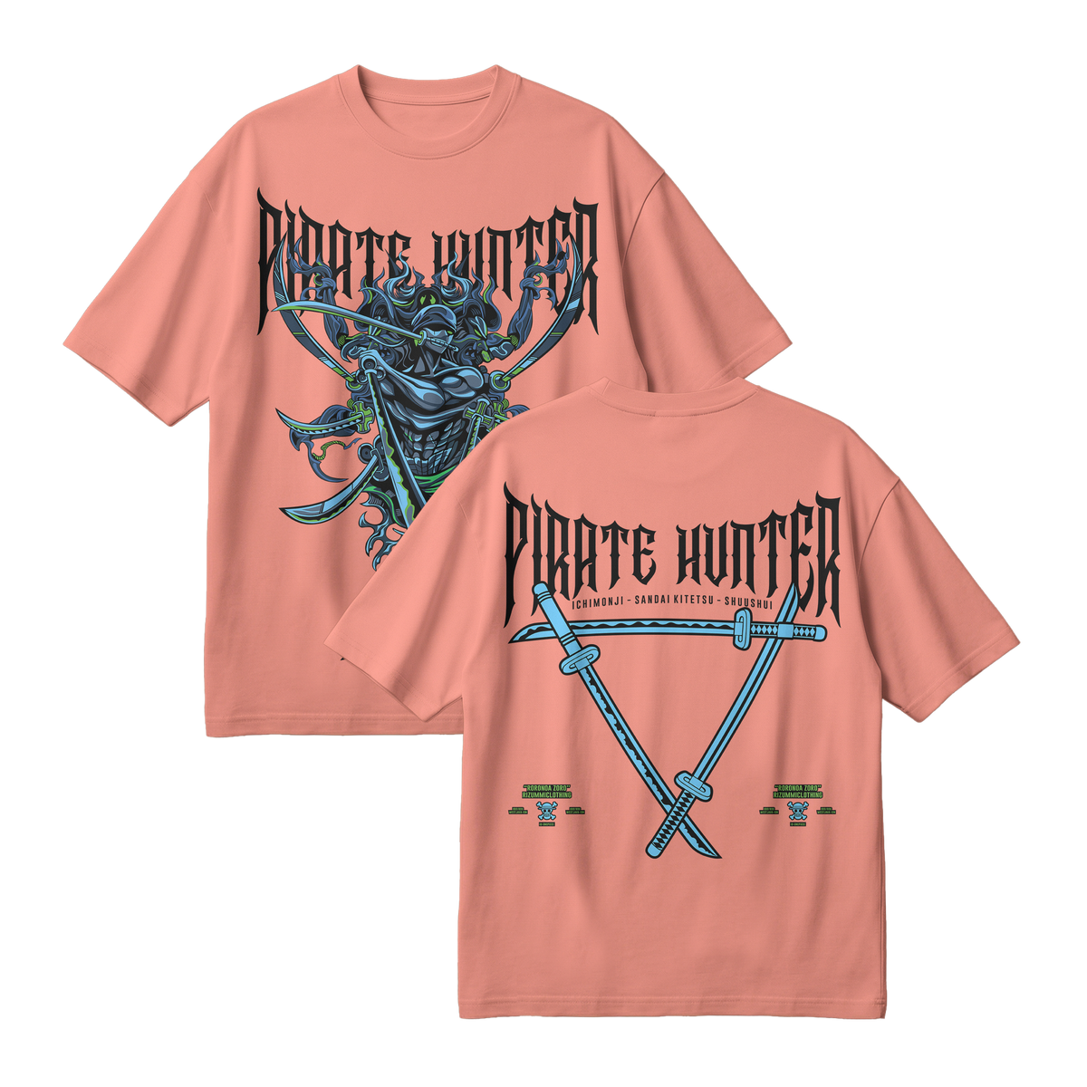 Anime One Piece Roronoa Zoro Pirates Hunter Oversized T-Shirt - RZM010
