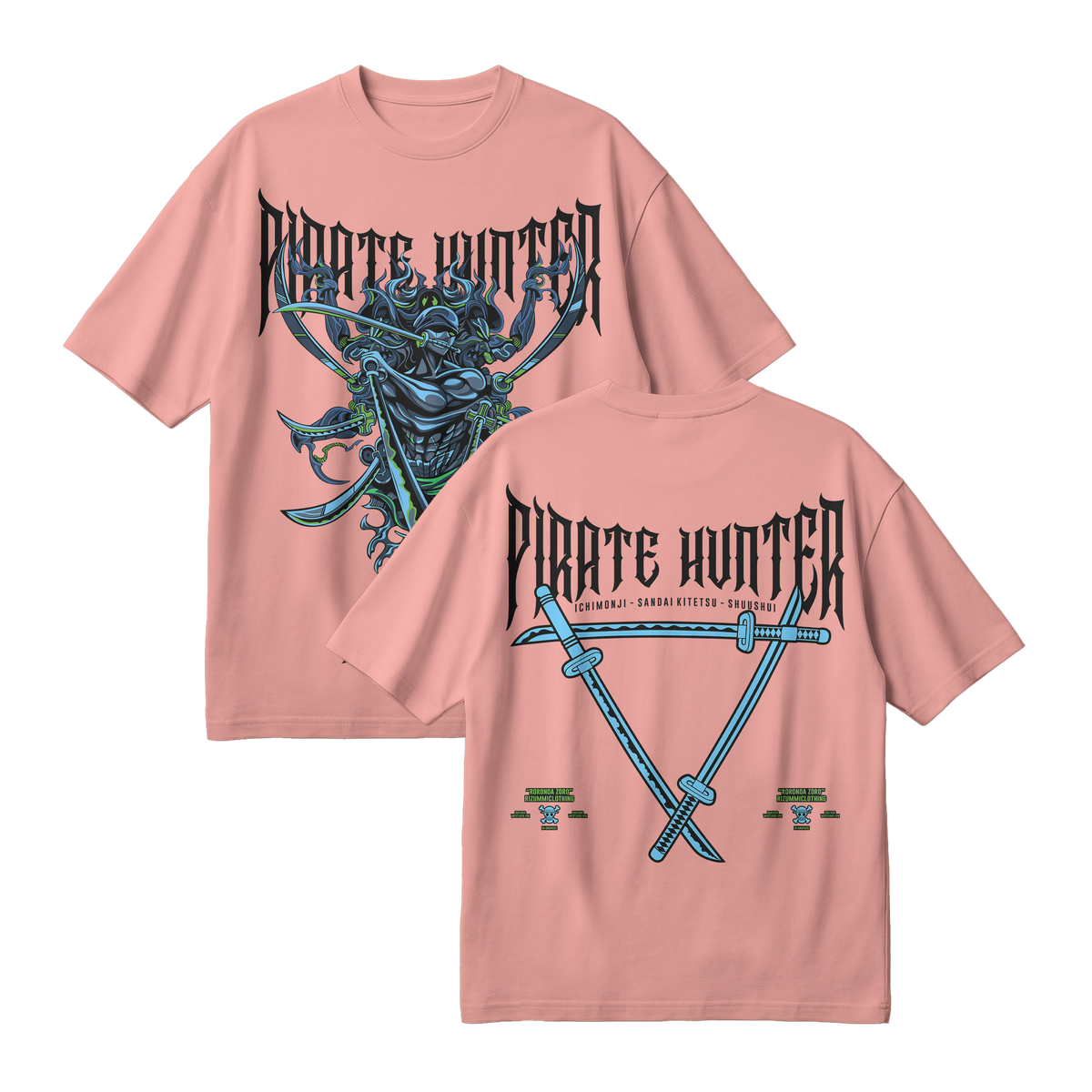Anime One Piece Roronoa Zoro Pirates Hunter Oversized T-Shirt - RZM010
