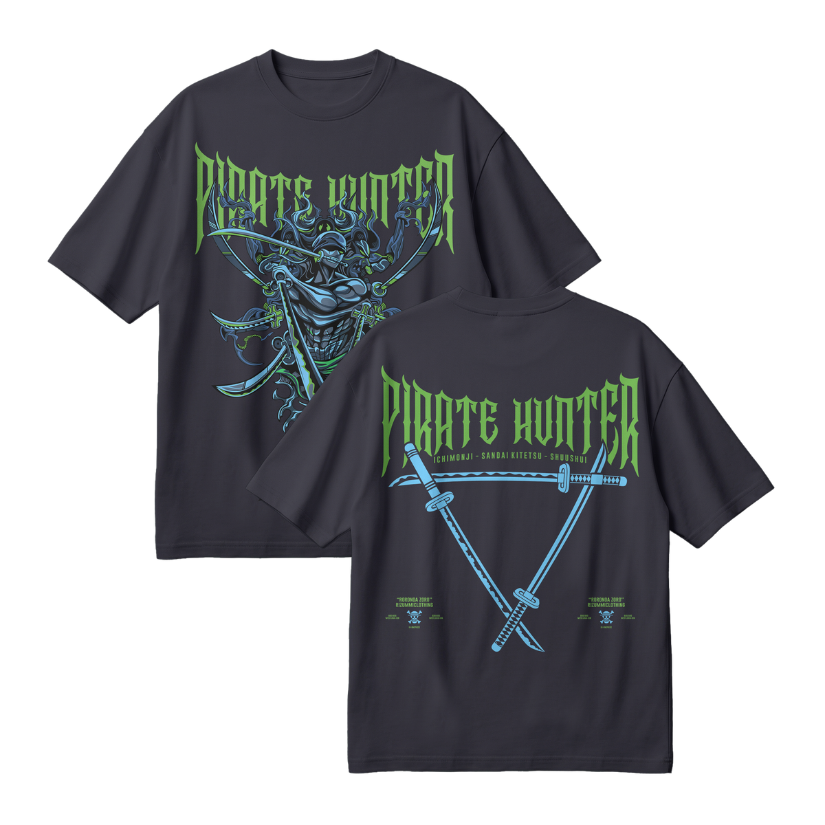Anime One Piece Roronoa Zoro Pirates Hunter Oversized T-Shirt - RZM010