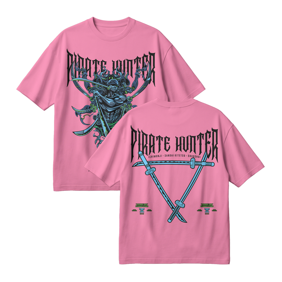 Anime One Piece Roronoa Zoro Pirates Hunter Oversized T-Shirt - RZM010
