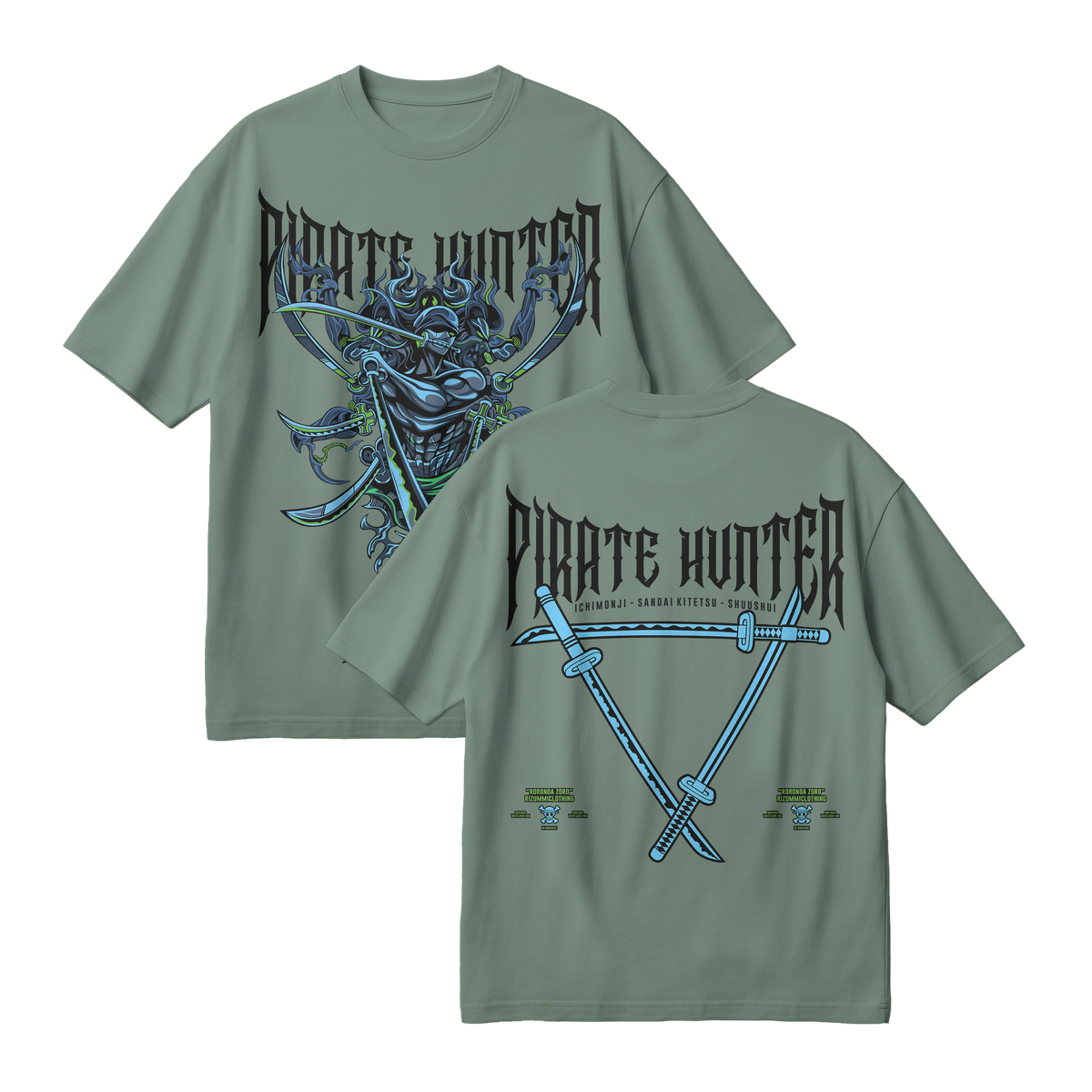 Anime One Piece Roronoa Zoro Pirates Hunter Oversized T-Shirt - RZM010
