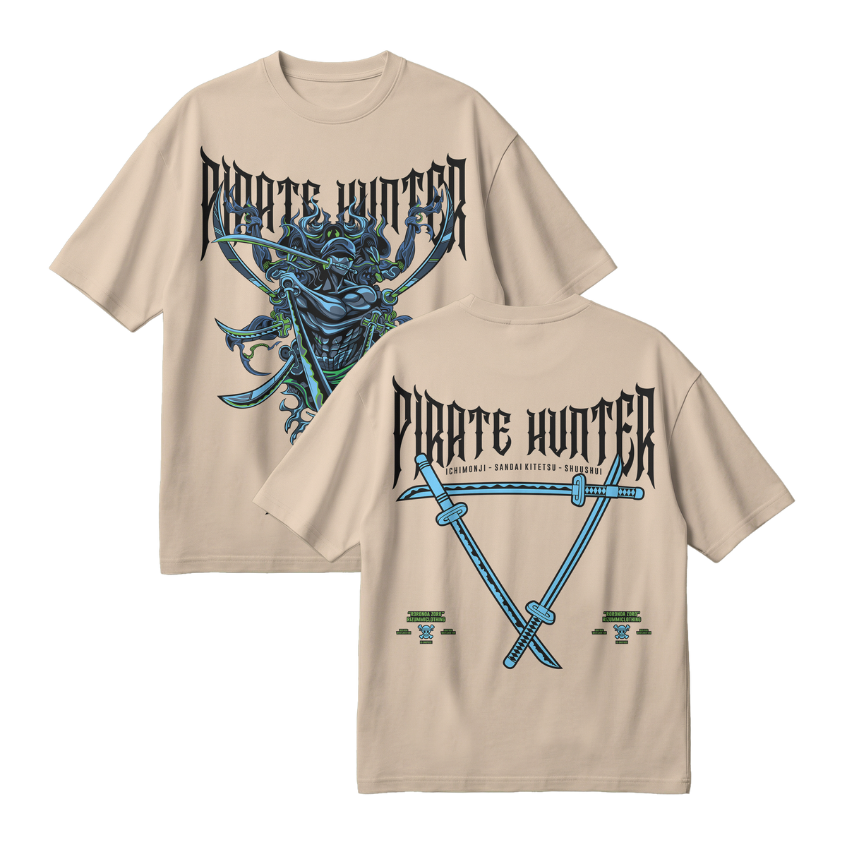 Anime One Piece Roronoa Zoro Pirates Hunter Oversized T-Shirt - RZM010