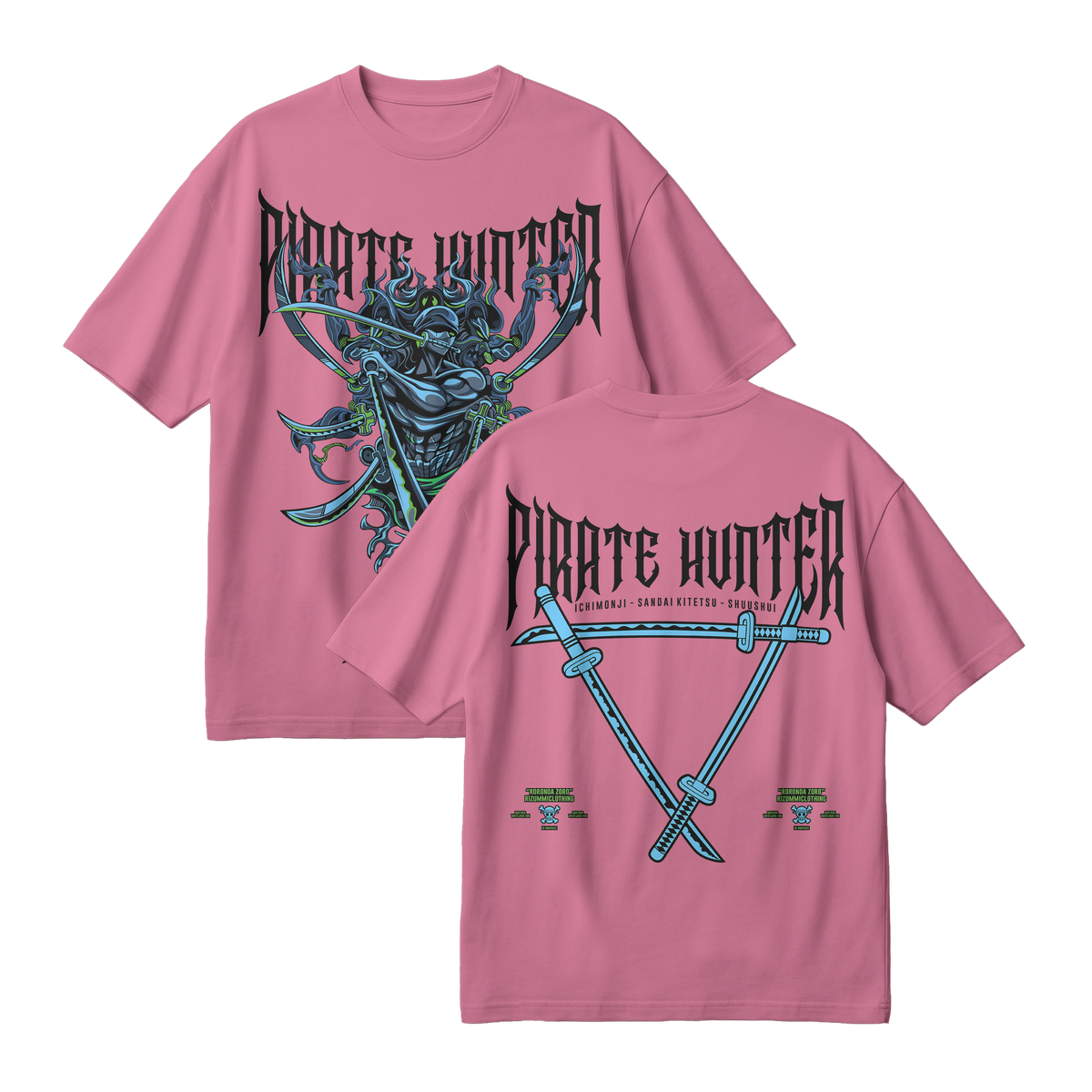 Anime One Piece Roronoa Zoro Pirates Hunter Oversized T-Shirt - RZM010