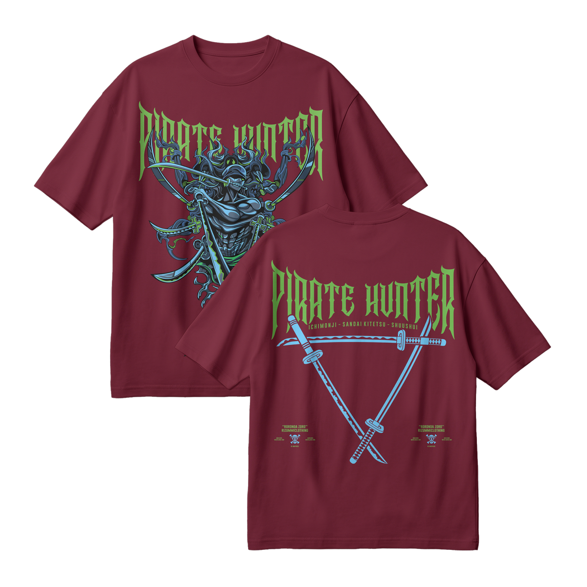 Anime One Piece Roronoa Zoro Pirates Hunter Oversized T-Shirt - RZM010