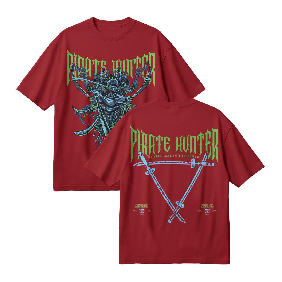 Anime One Piece Roronoa Zoro Pirates Hunter Oversized T-Shirt - RZM010