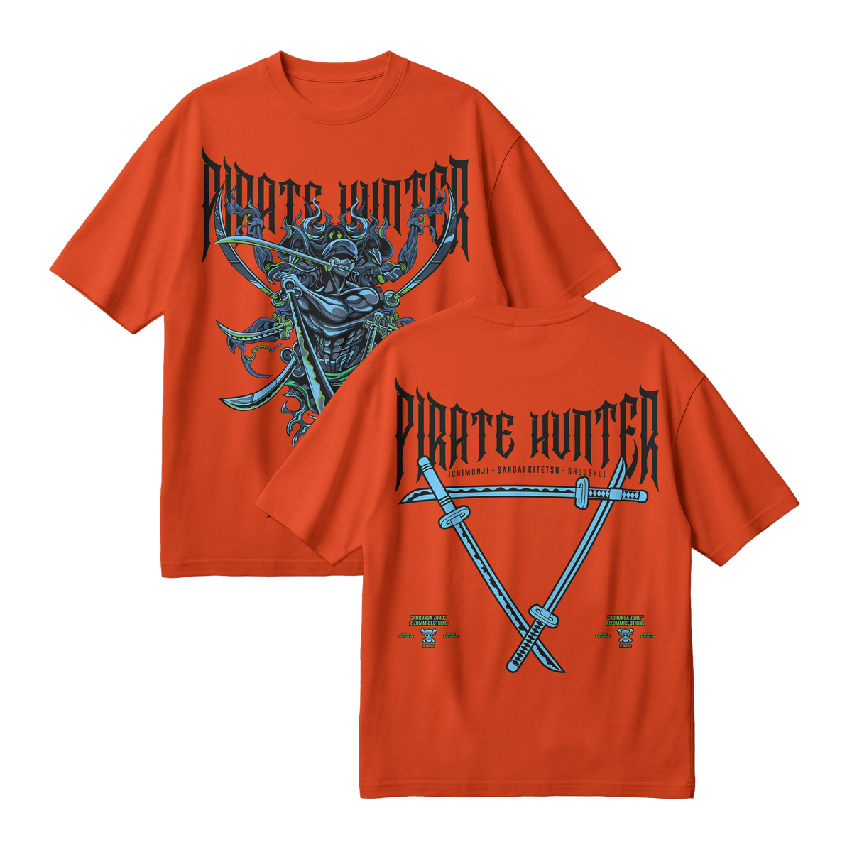 Anime One Piece Roronoa Zoro Pirates Hunter Oversized T-Shirt - RZM010
