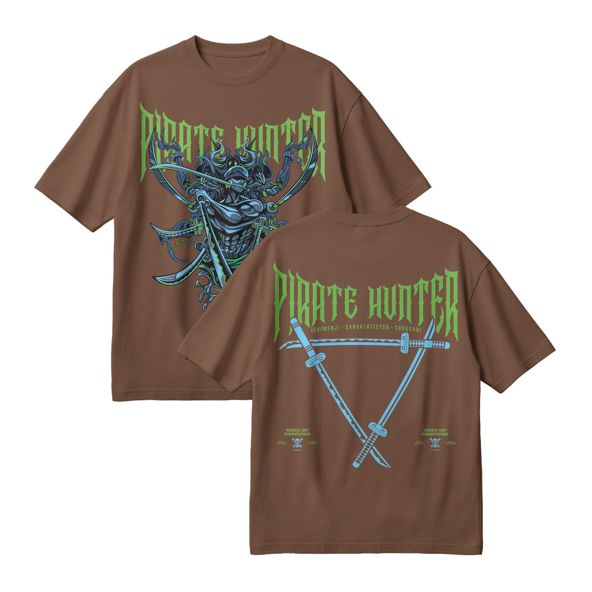 Anime One Piece Roronoa Zoro Pirates Hunter Oversized T-Shirt - RZM010